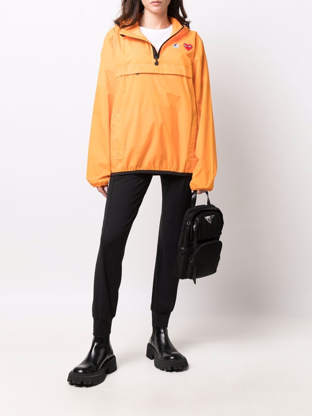 Comme Des Garçons Play X K-way Unisex Leon Half Zip Jacket In Orange