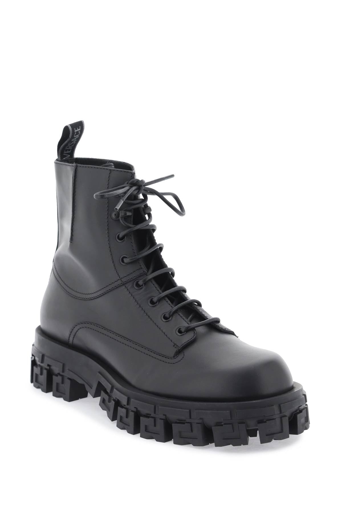 Shop Versace Greca Portico Combat Boots