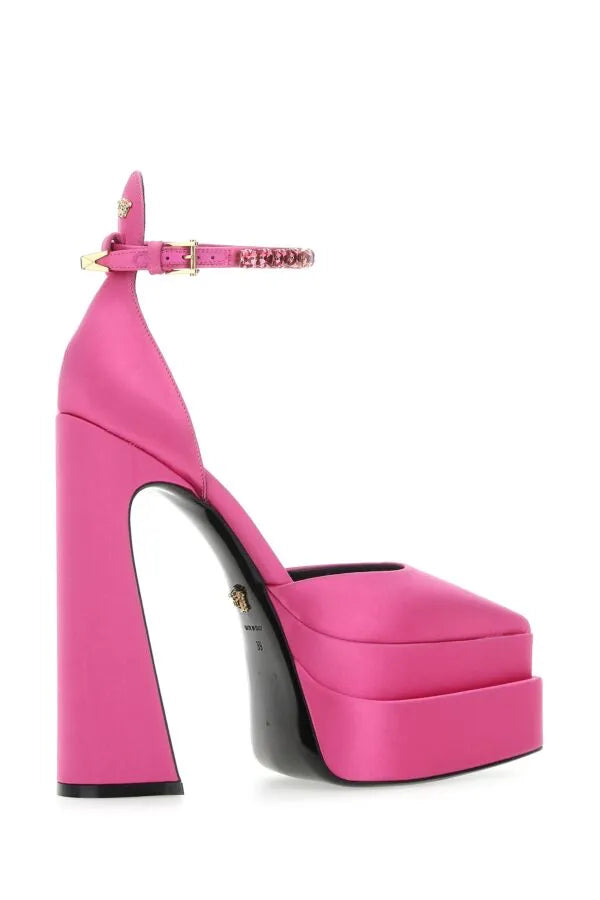 Versace Pink Aevitas Platform Heels In Multi