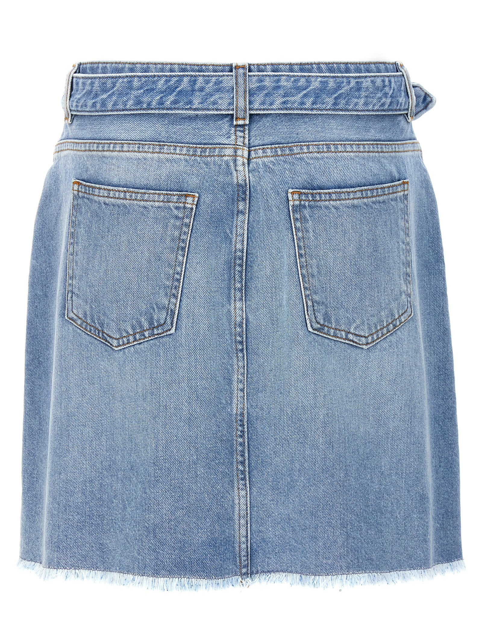 Shop Twinset Logo Buckle Denim Skirt Skirts Light Blue