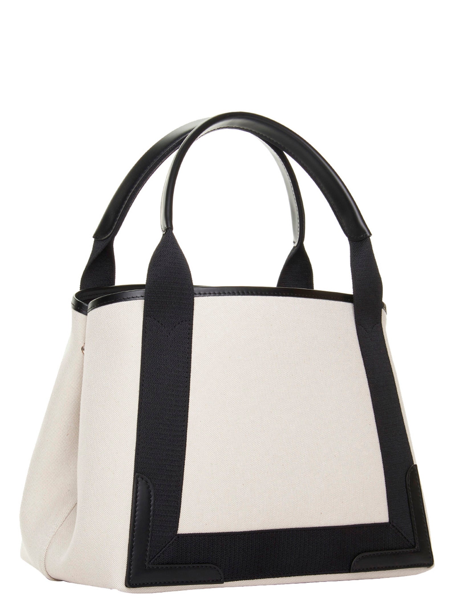 Shop Balenciaga Navy Cabas Tote Bag White/black