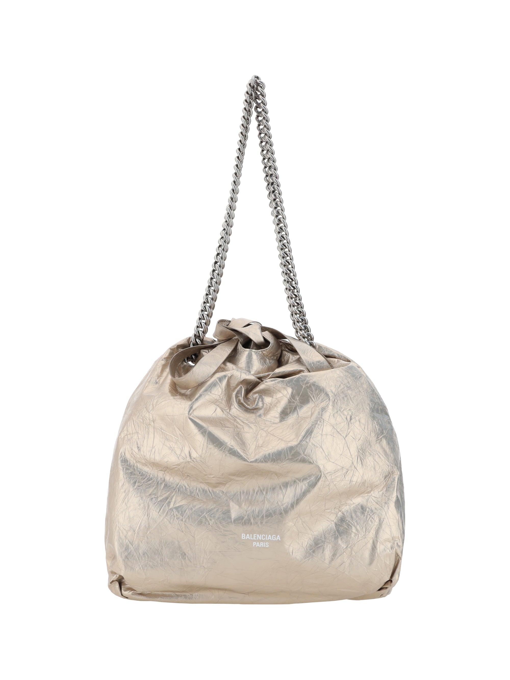 Balenciaga Crush Metallic Crinkled-leather Tote In Gold