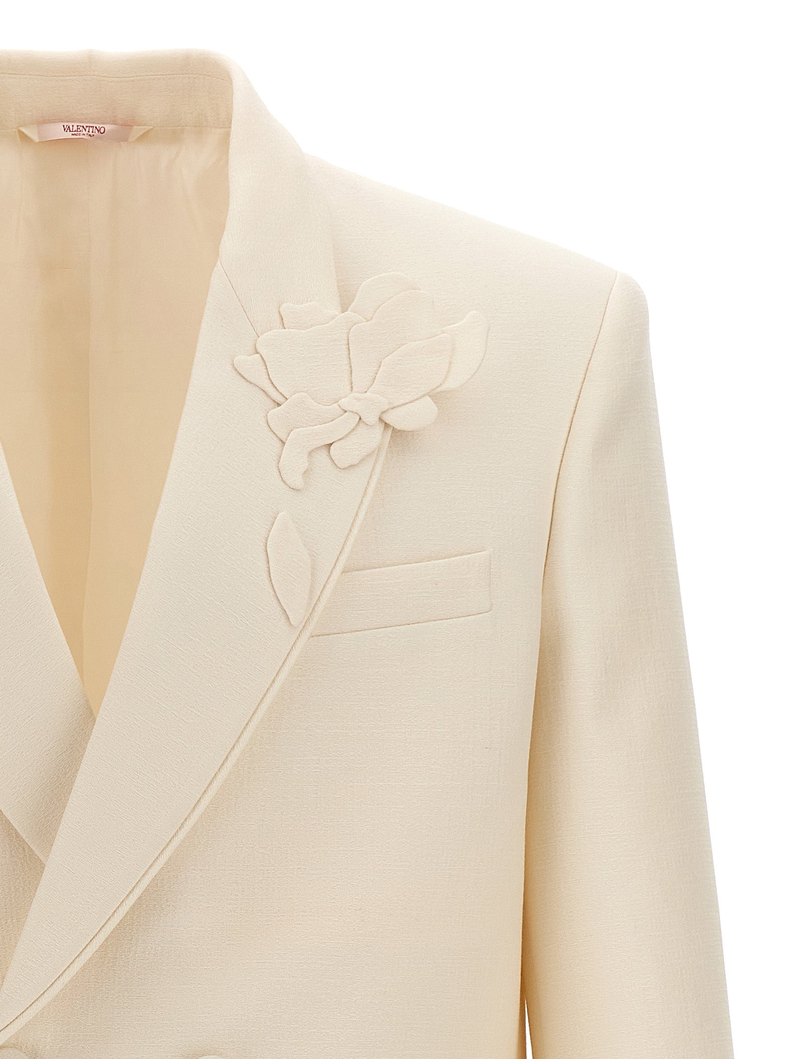 Shop Valentino Flower Embroidery Blazer White