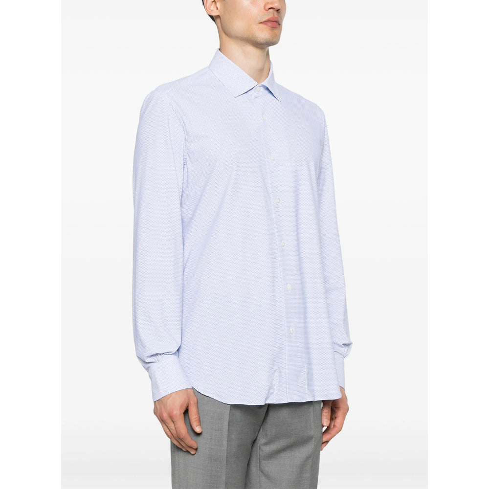 Mazzarelli Lapel Long Sleeve Shirt In Blue