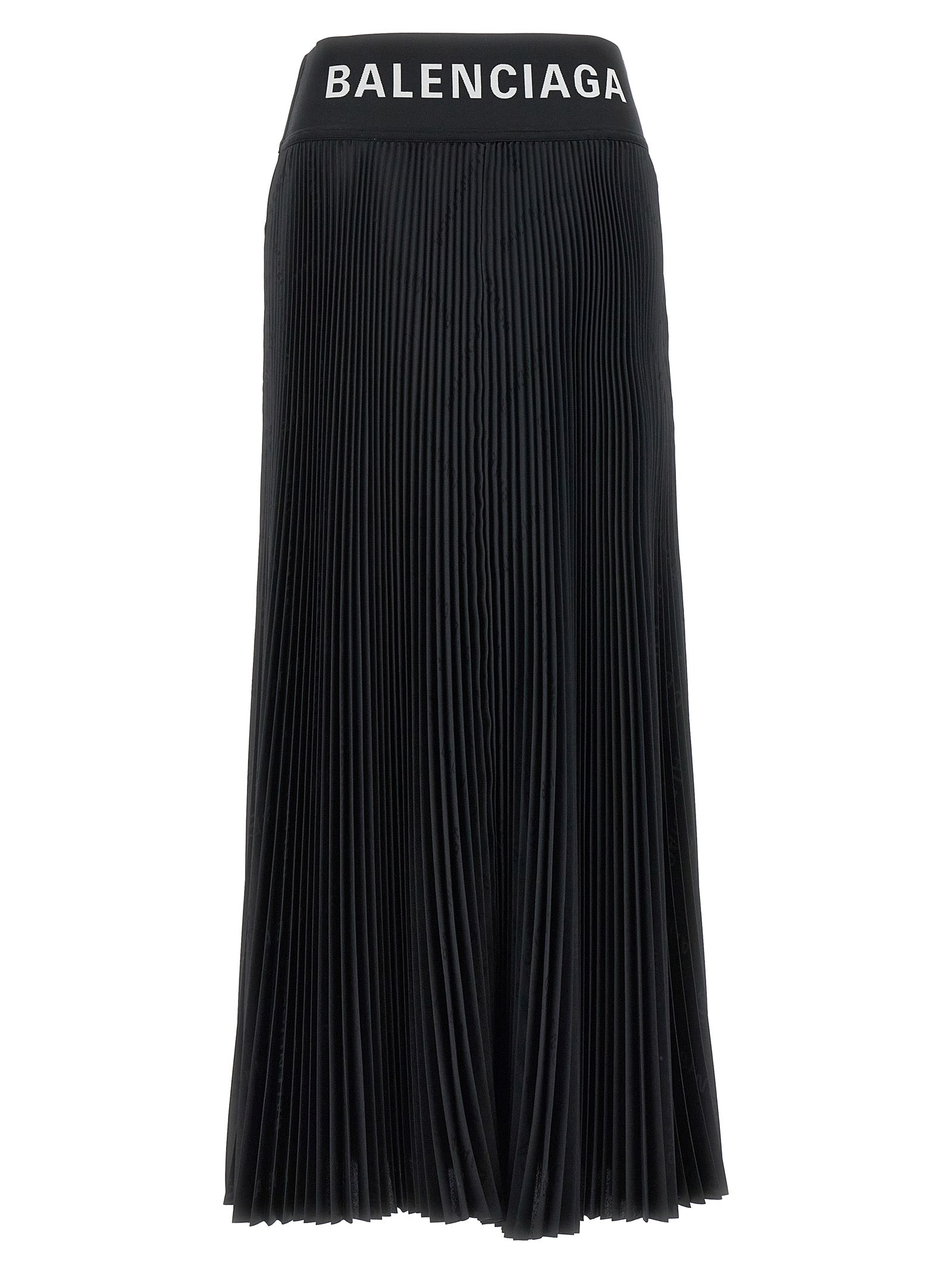Balenciaga Logo Pleated Skirt Skirts Black