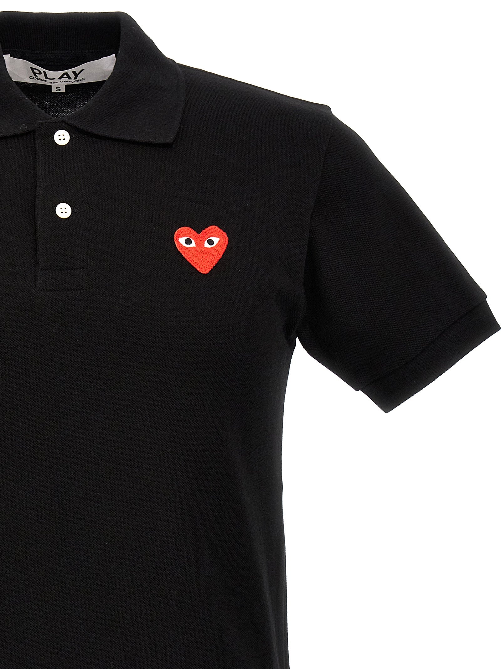 Shop Comme Des Garçons Play Logo Patch  Shirt Polo Black