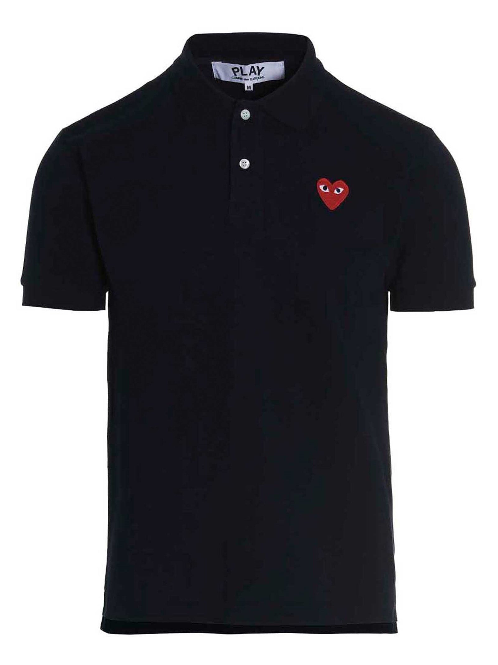 Shop Comme Des Garçons Play Logo Patch  Shirt Polo Blue