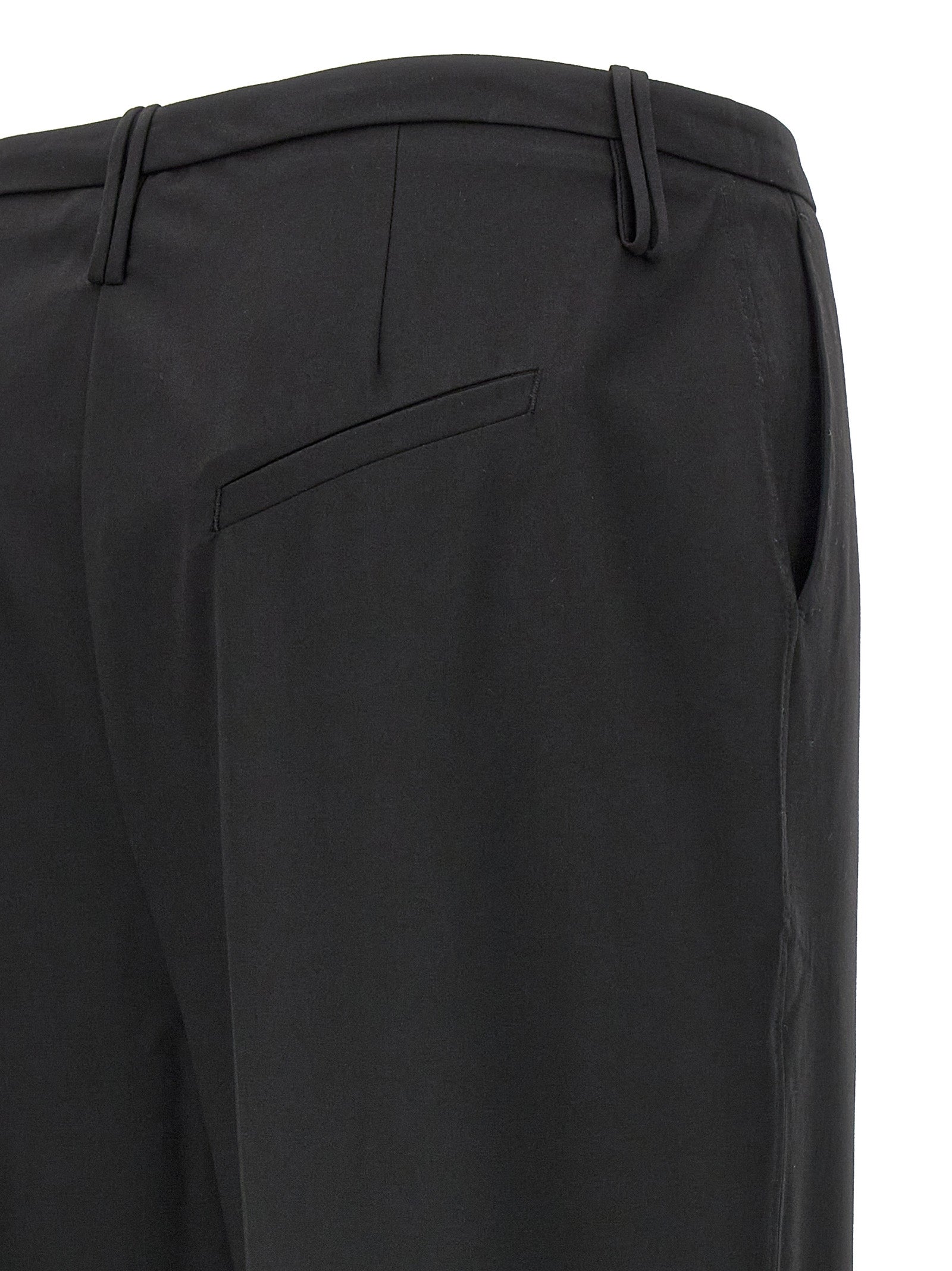 Shop Ganni Pleated Trousers Pants Black