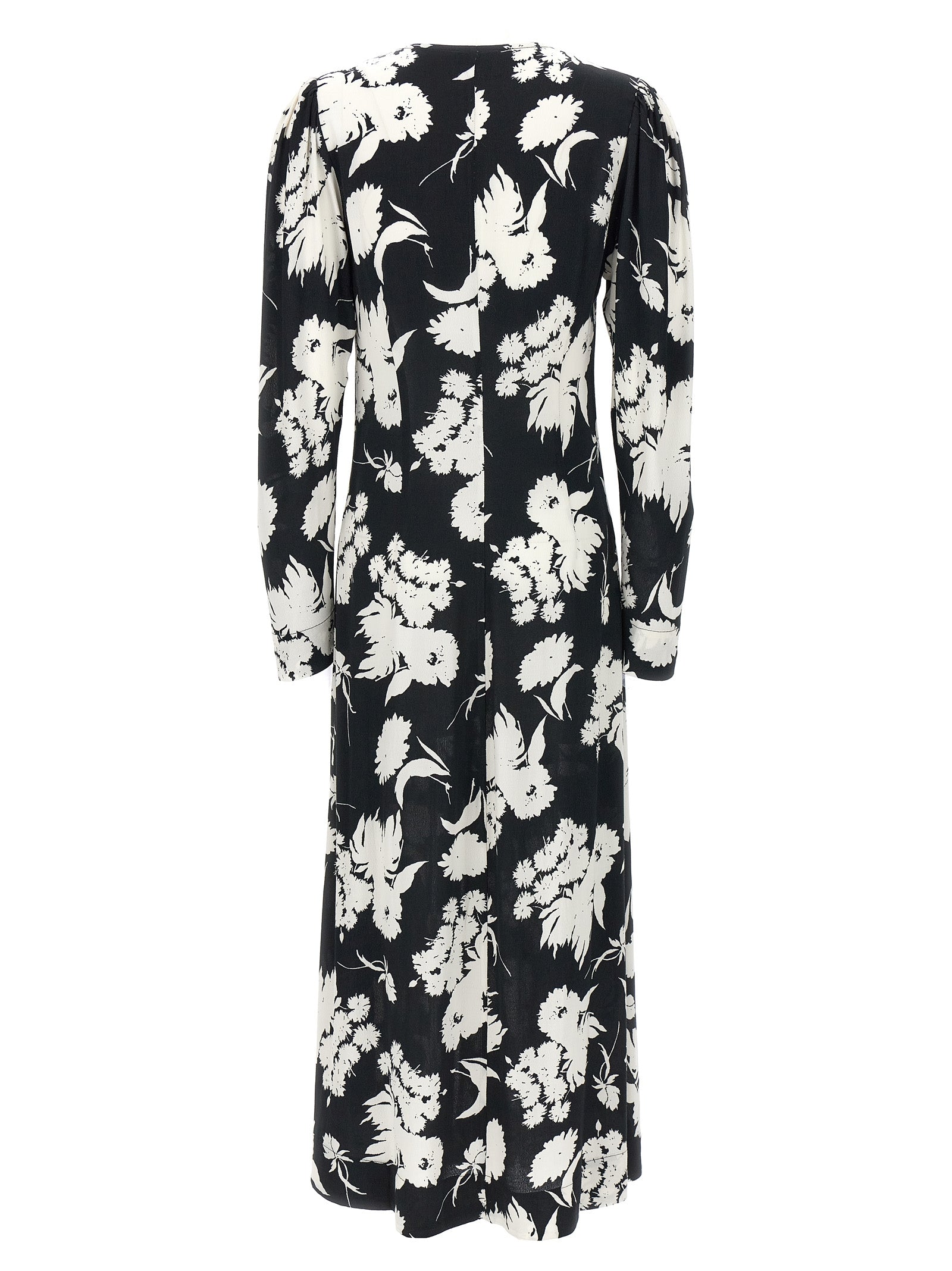 Shop Ganni Floral Dress Dresses White/black