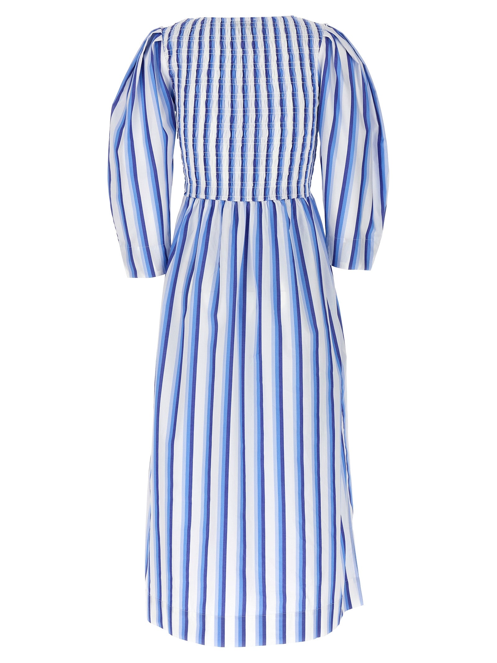 Shop Ganni Striped Smock Stitch Dress Dresses Multicolor