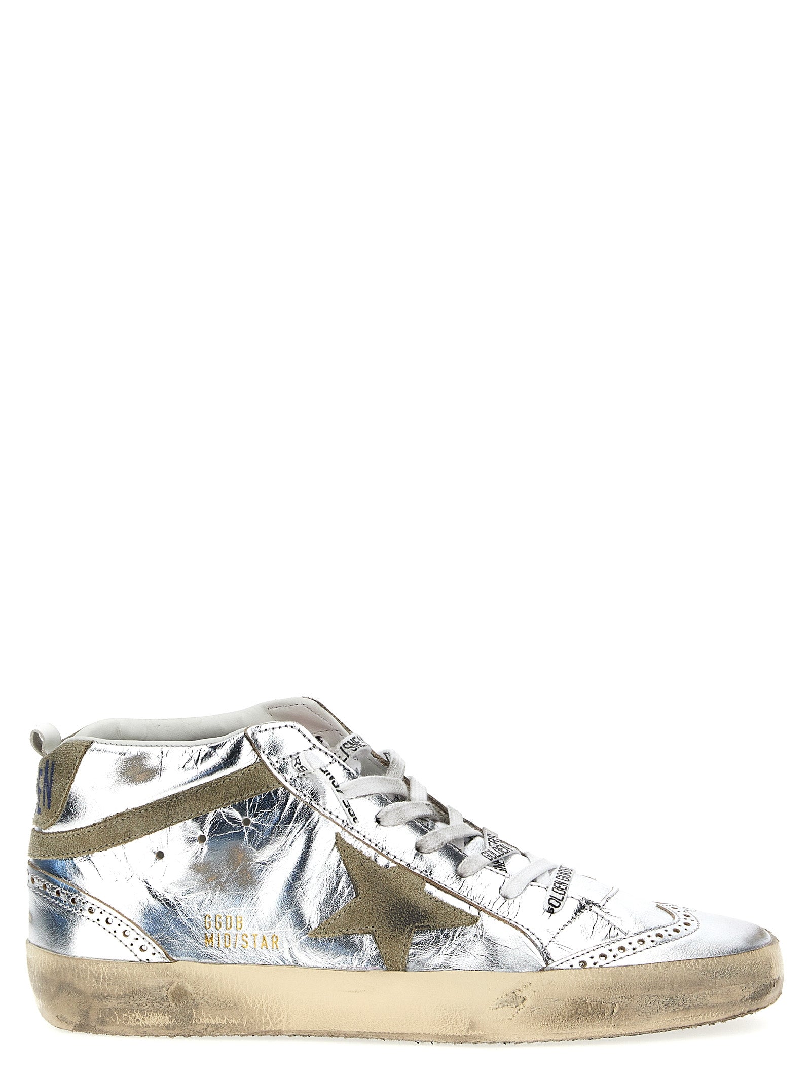 Shop Golden Goose Mid Star Sneakers Silver