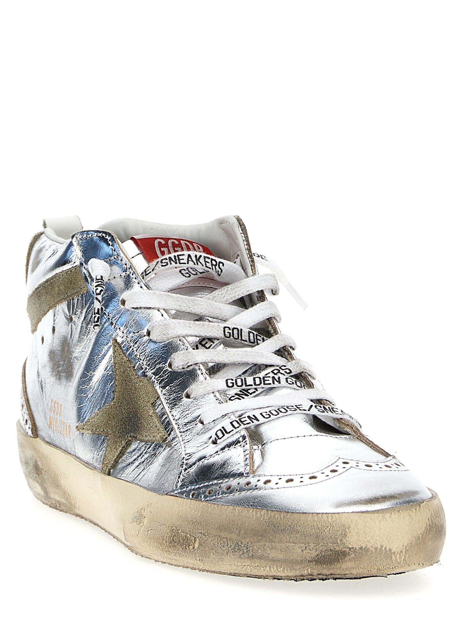 Shop Golden Goose Mid Star Sneakers Silver