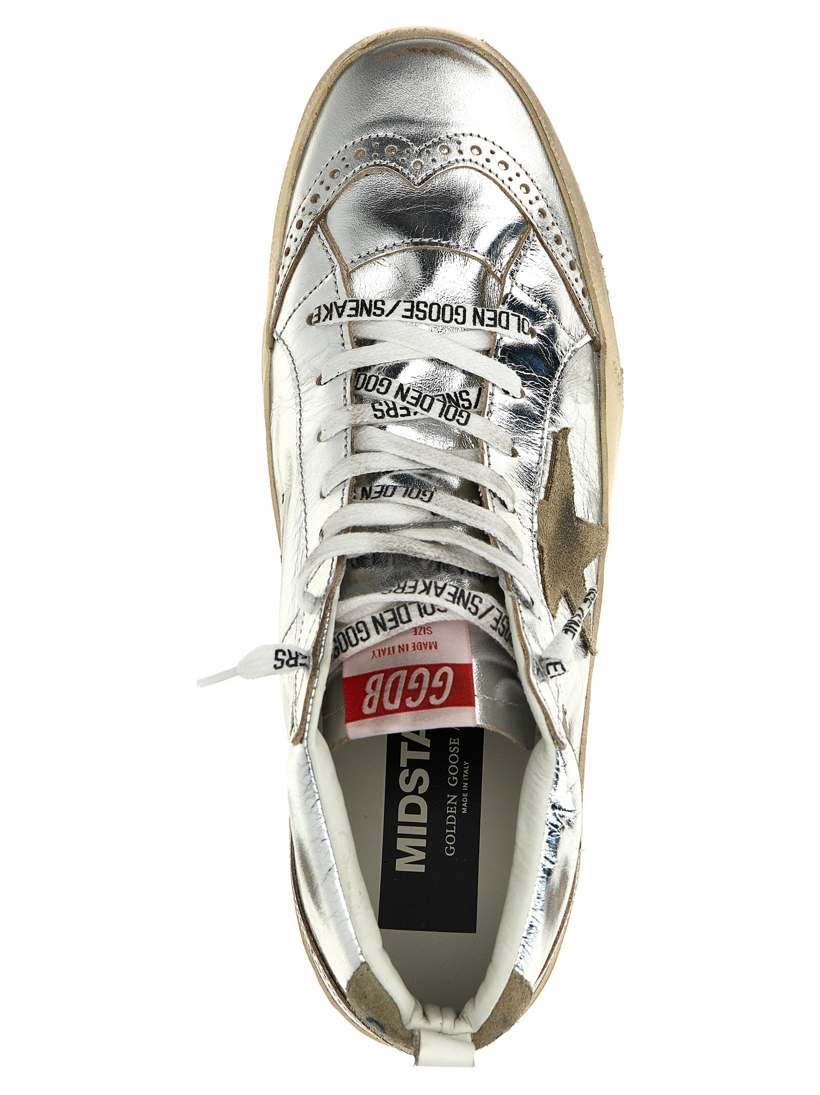 Shop Golden Goose Mid Star Sneakers Silver