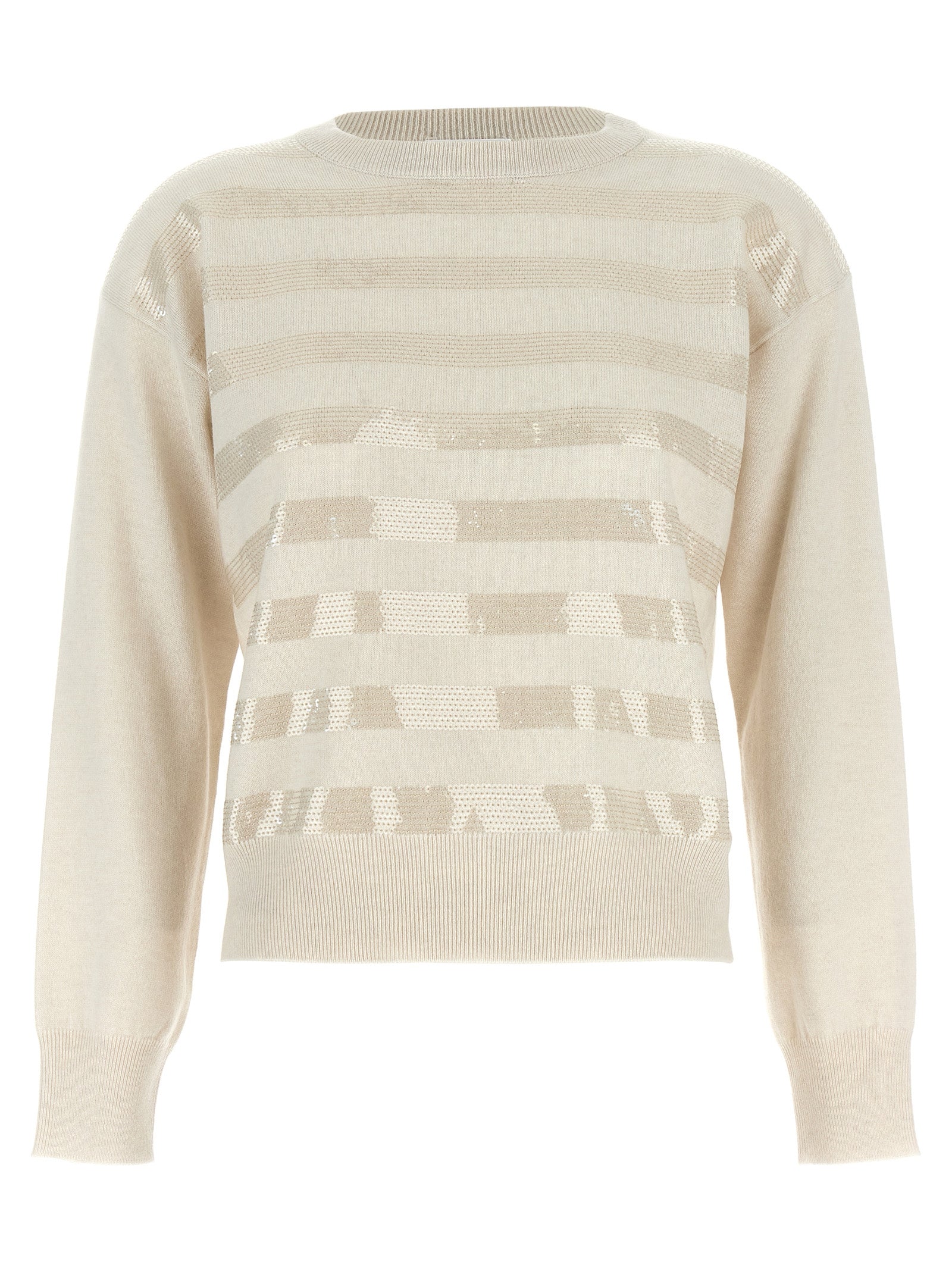 Shop Brunello Cucinelli Sequin Sweater Sweater, Cardigans White