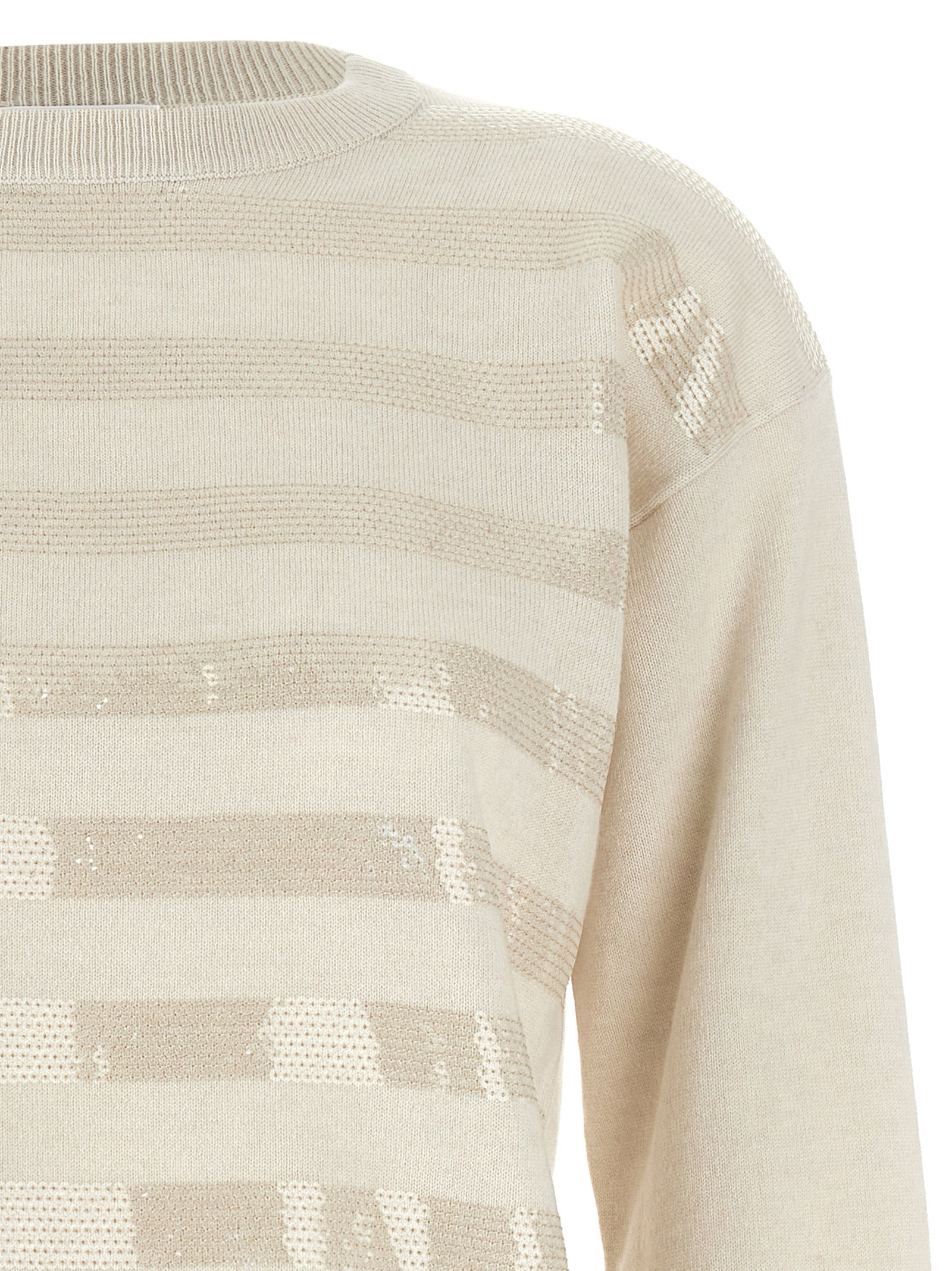 Shop Brunello Cucinelli Sequin Sweater Sweater, Cardigans White