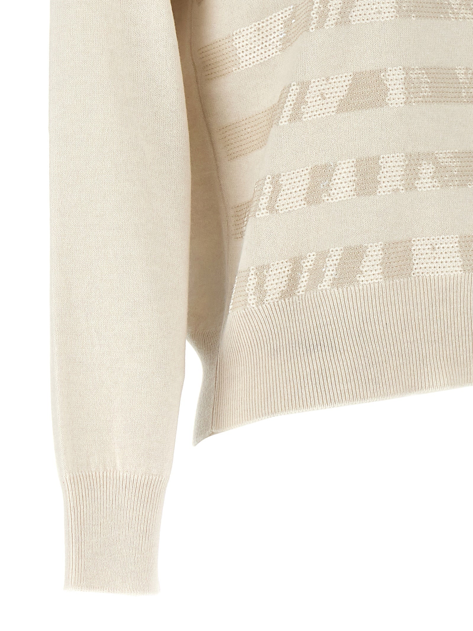 Shop Brunello Cucinelli Sequin Sweater Sweater, Cardigans White