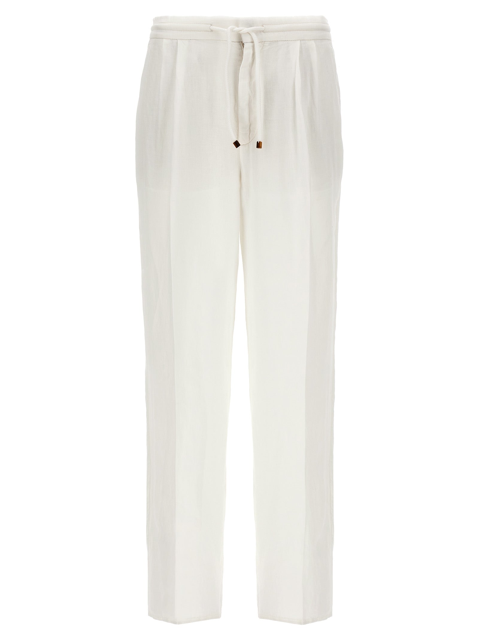 Shop Brunello Cucinelli Linen Pence Pants White