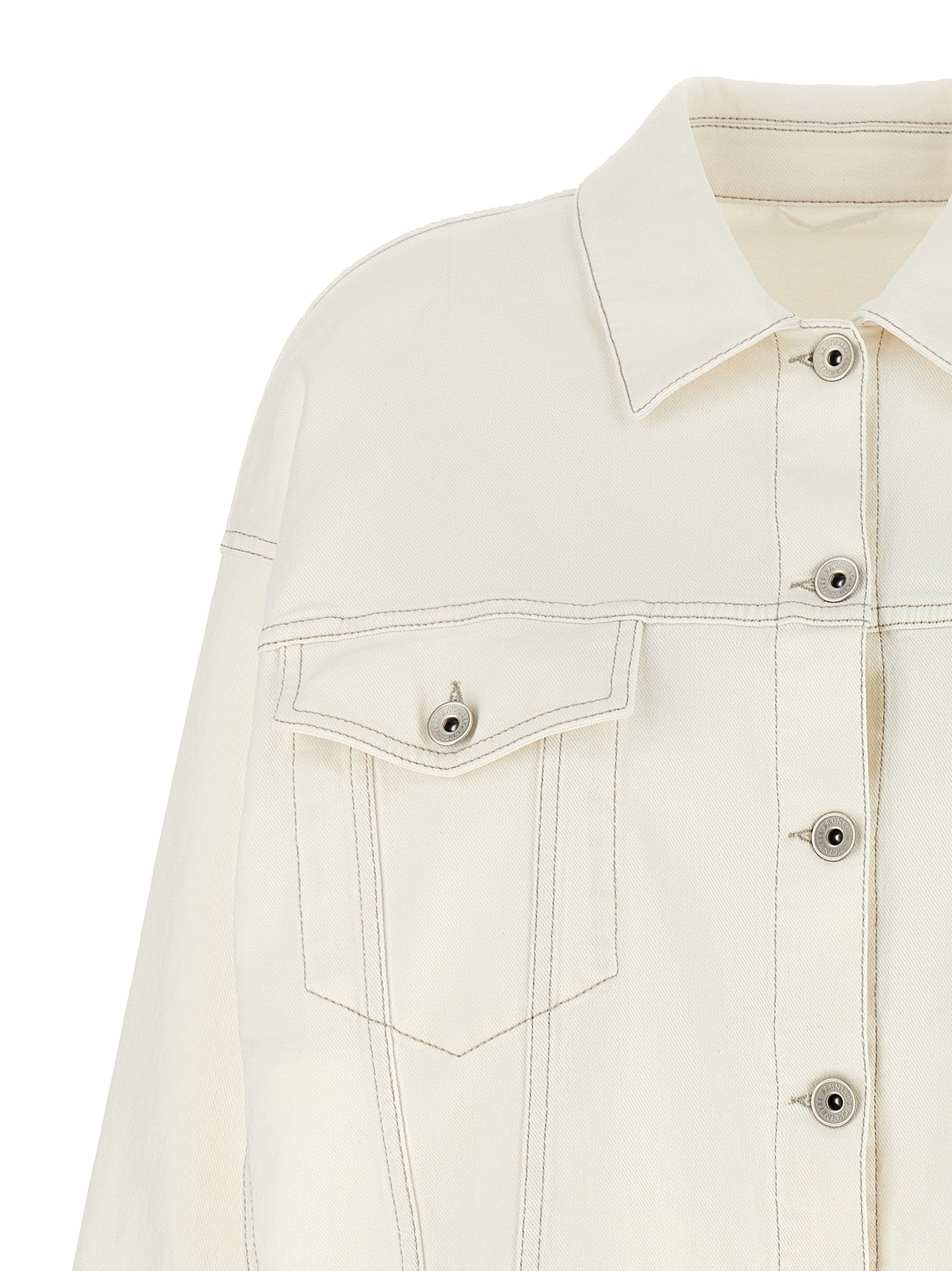 Shop Brunello Cucinelli Denim Jacket Casual Jackets, Parka White