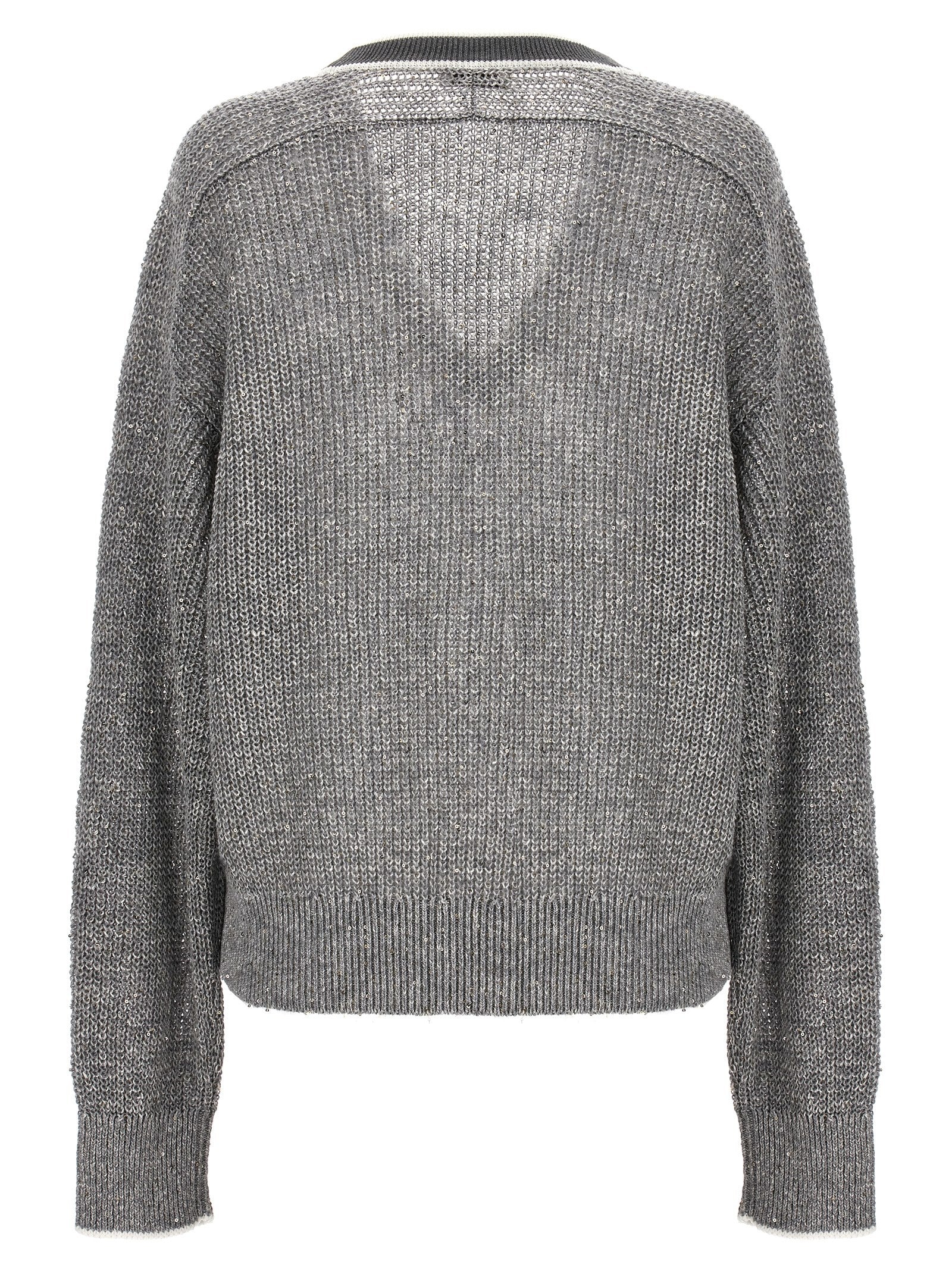 Shop Brunello Cucinelli Varsity Sweater Sweater, Cardigans Gray