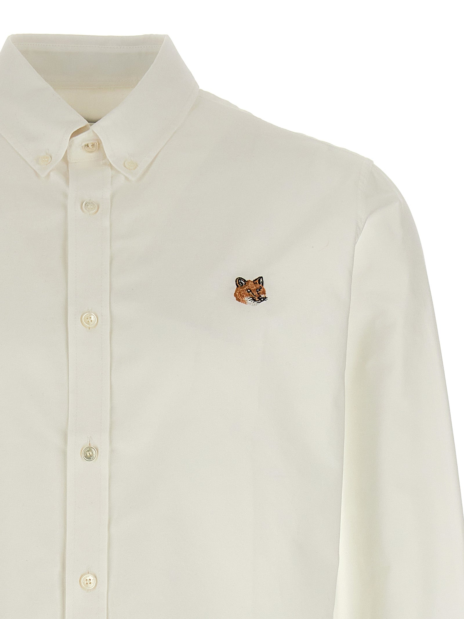 Shop Maison Kitsuné Mini Fox Head Classic Shirt, Blouse White