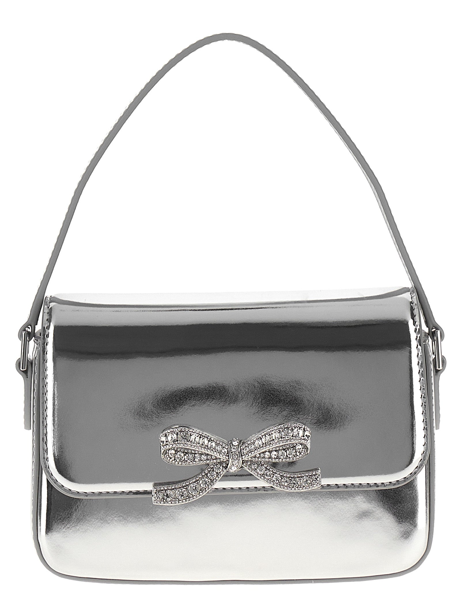 Self-portrait Silver Leather Micro Hand Bags Silver