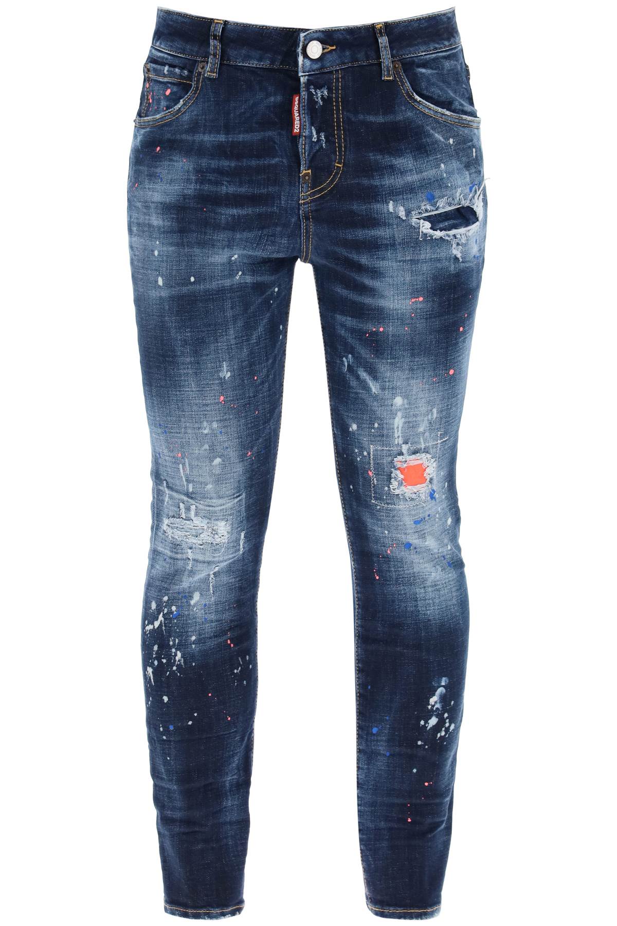 Shop Dsquared2 Jeans Dark Neon Splash Wash 642