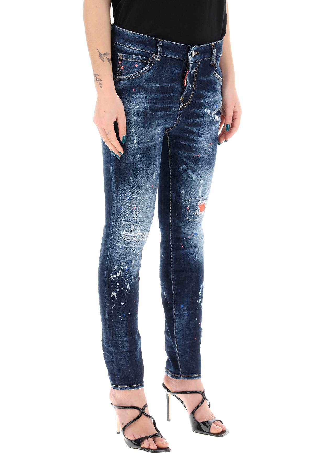 Shop Dsquared2 Jeans Dark Neon Splash Wash 642