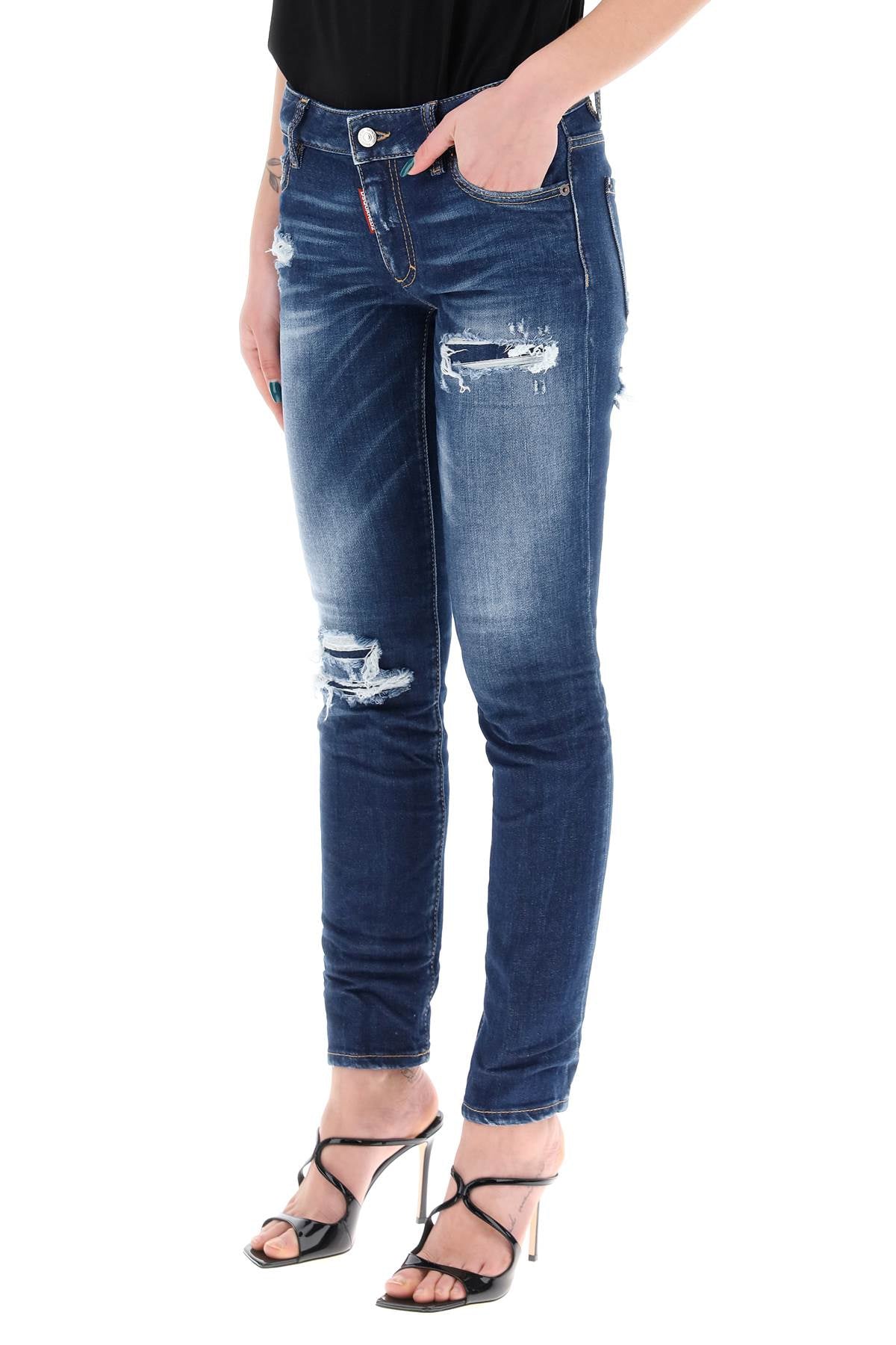 Shop Dsquared2 Jeans Ripped Knee Wash Medium Waist Jennifer