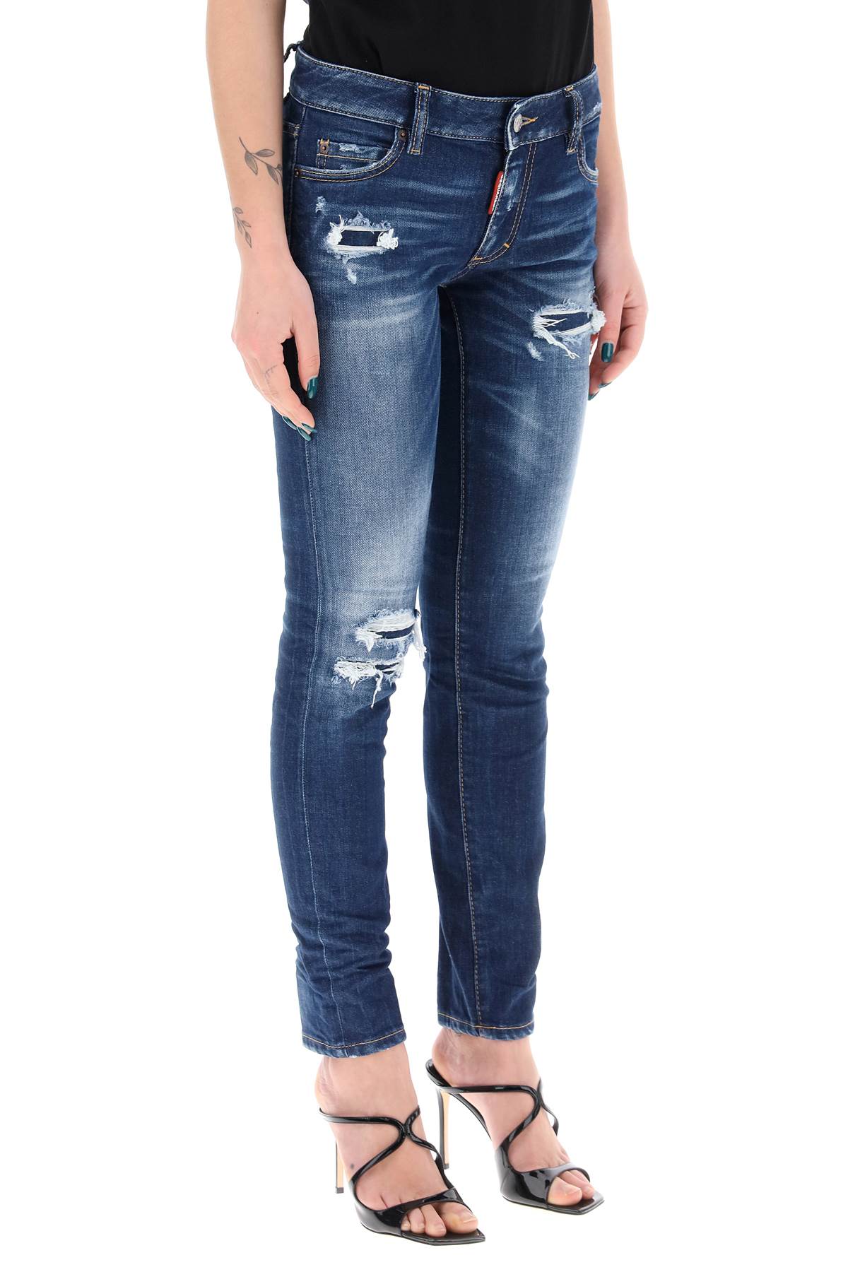 Shop Dsquared2 Jeans Ripped Knee Wash Medium Waist Jennifer