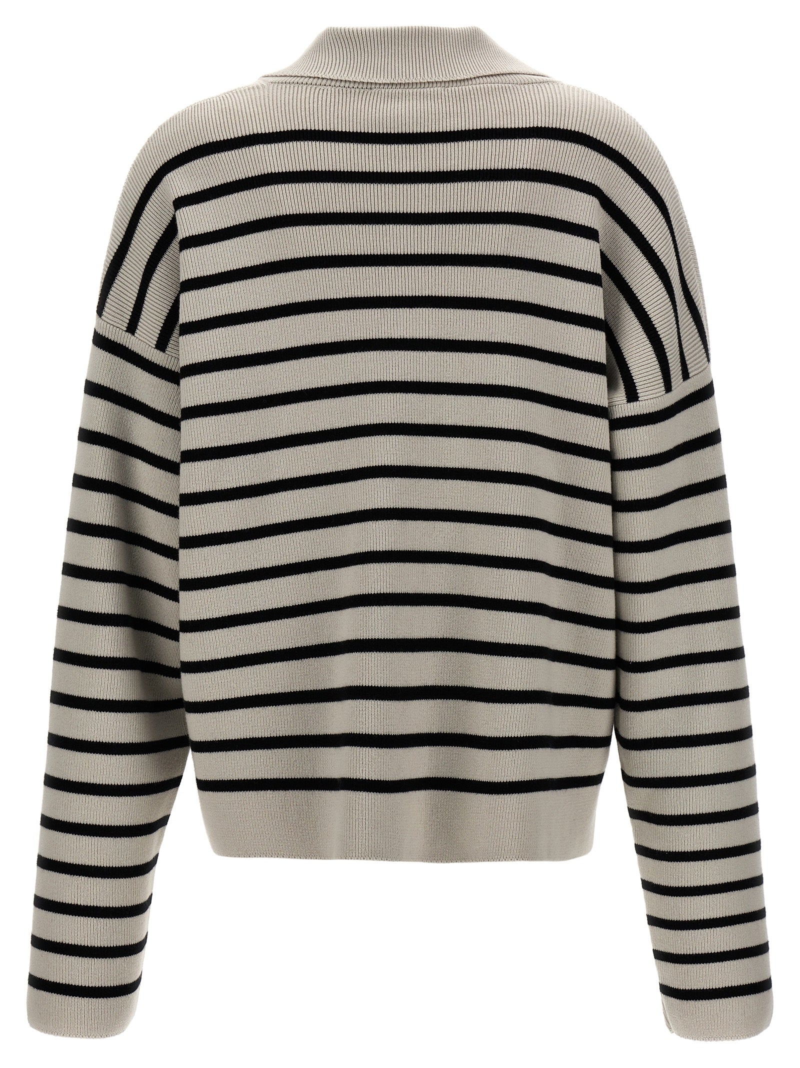 Shop Ami Alexandre Mattiussi Striped Polo Sweater Sweater, Cardigans White/black