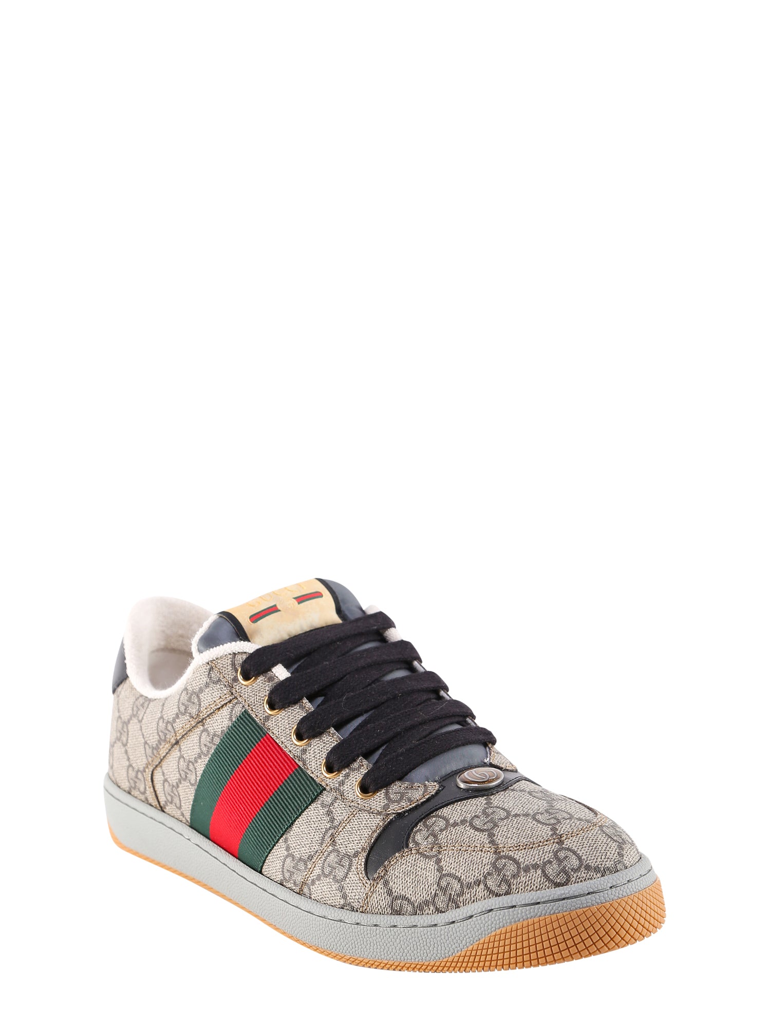 Shop Gucci Screener Gg Supreme Fabric And Leather Sneakers