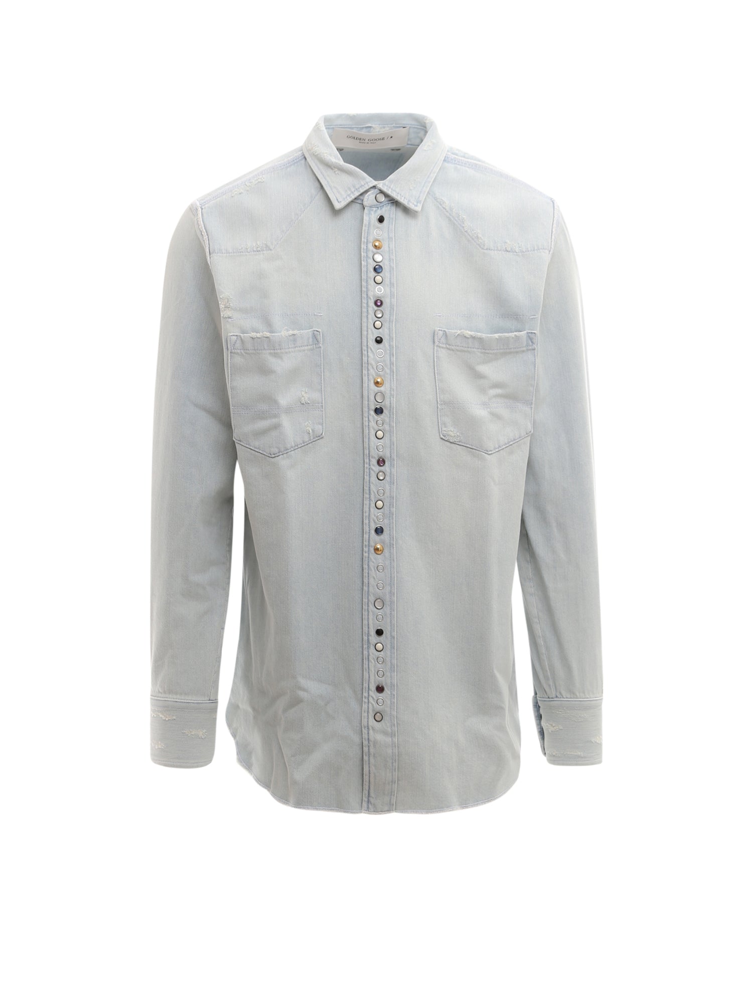 Shop Golden Goose Washed Out Denim Shirt