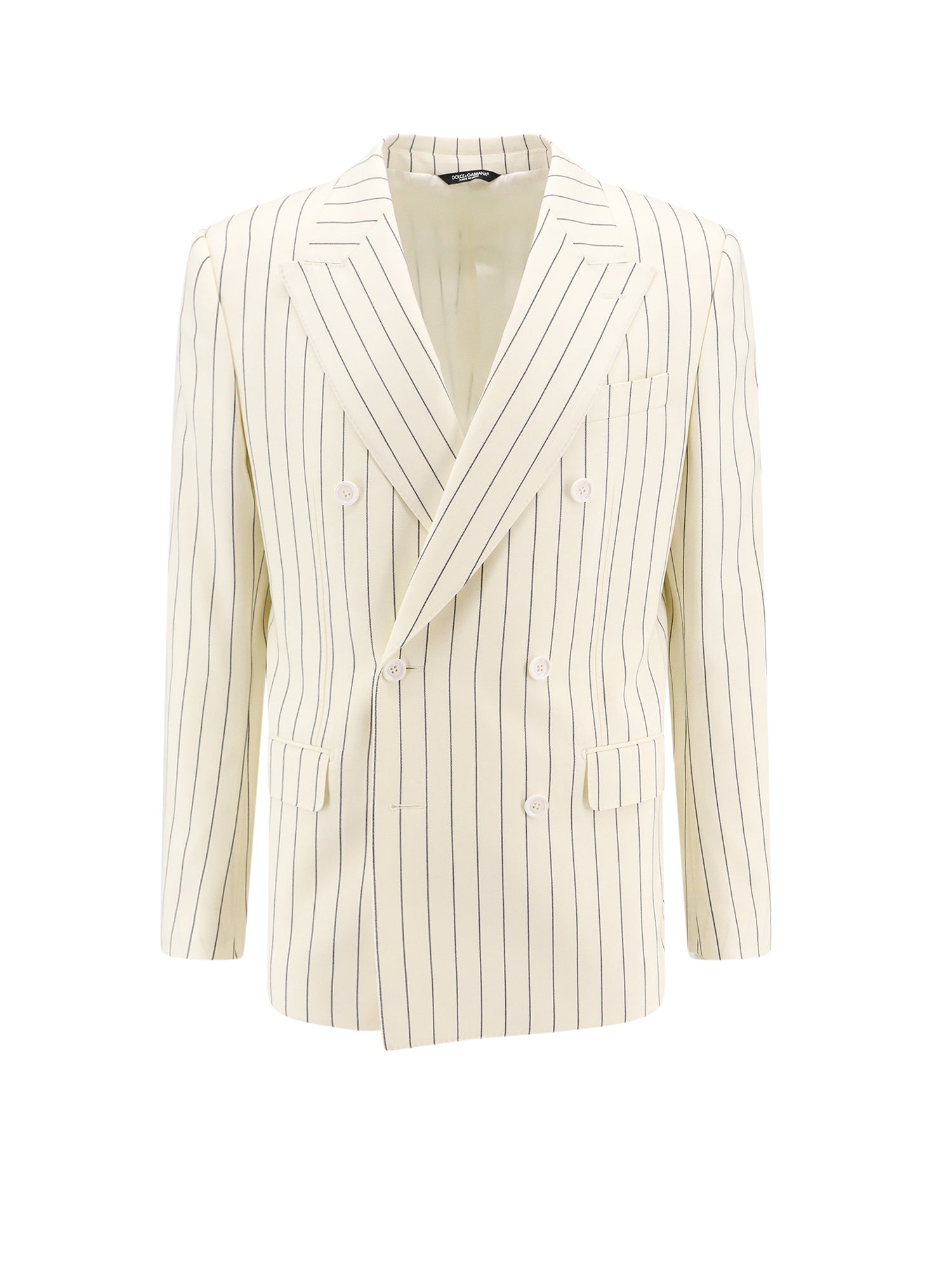 Shop Dolce & Gabbana Wool And Silk Blazer With Striped Motif