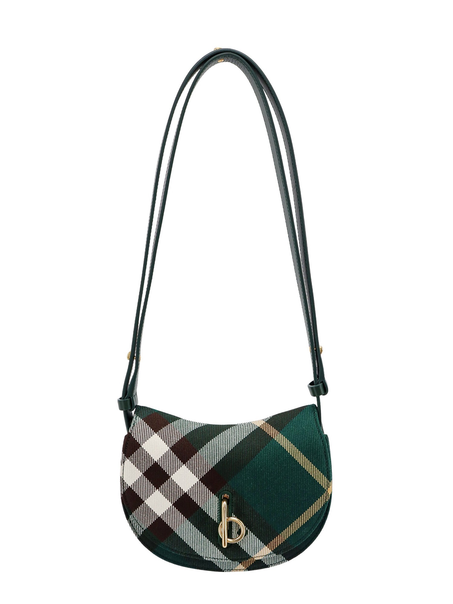 Shop Burberry Wool Blend And Leather Shoulder Bag With  Check Motif