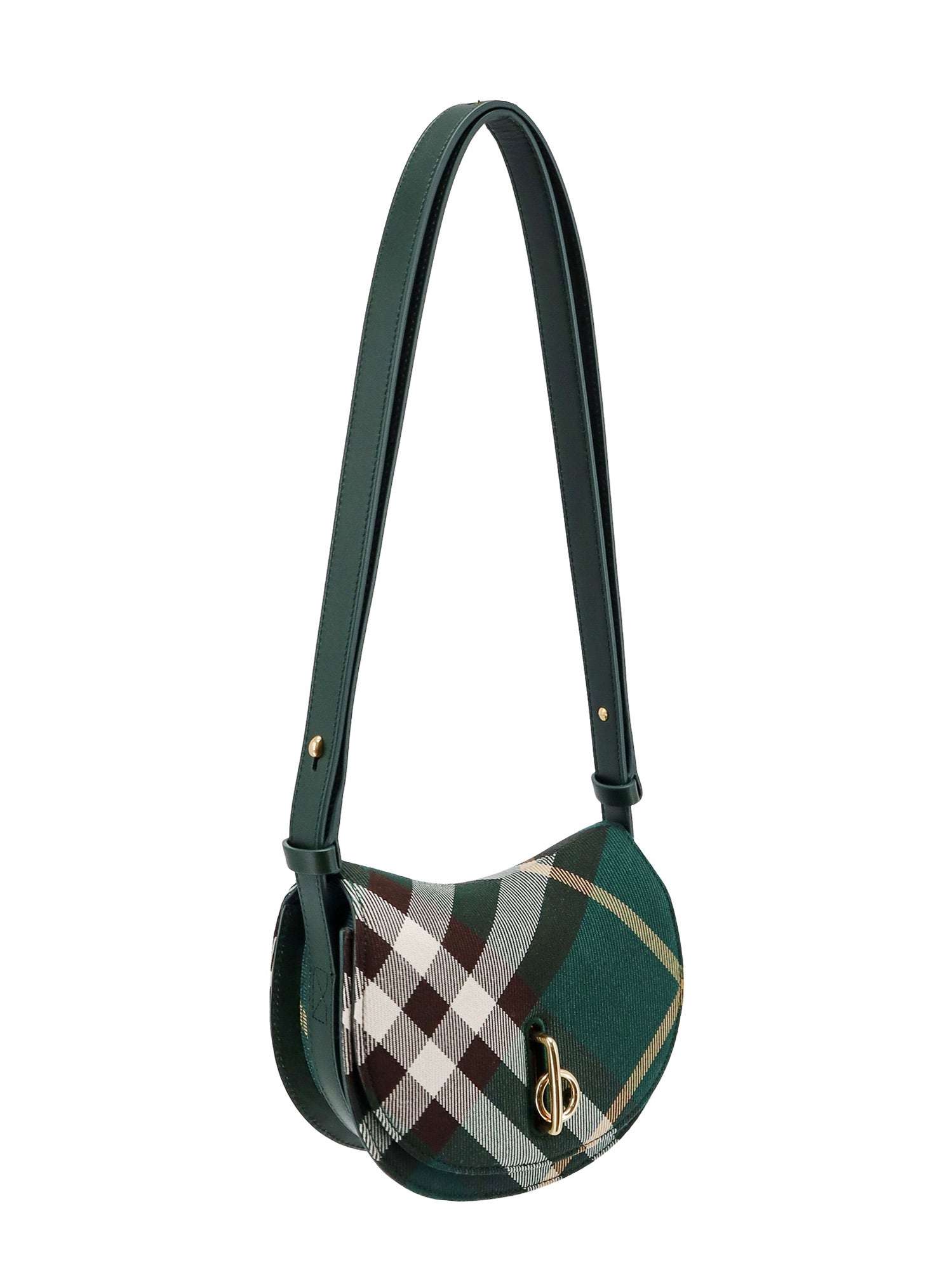 Shop Burberry Wool Blend And Leather Shoulder Bag With  Check Motif