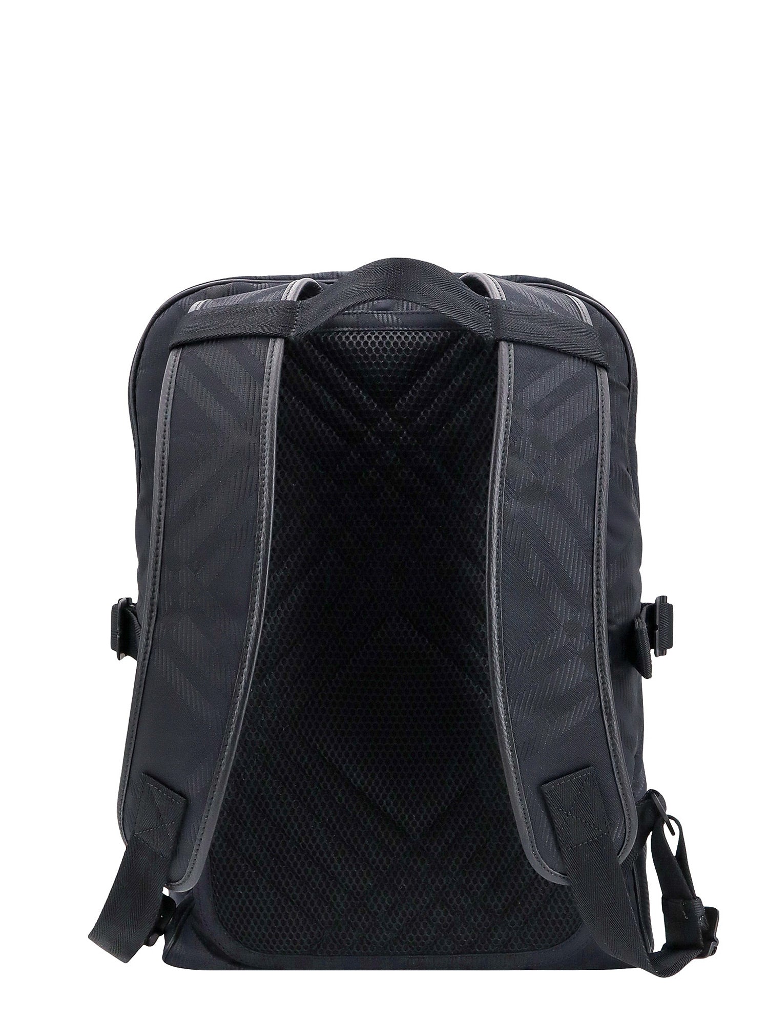 Shop Burberry Nylon And Leather Backpack With Check Motif