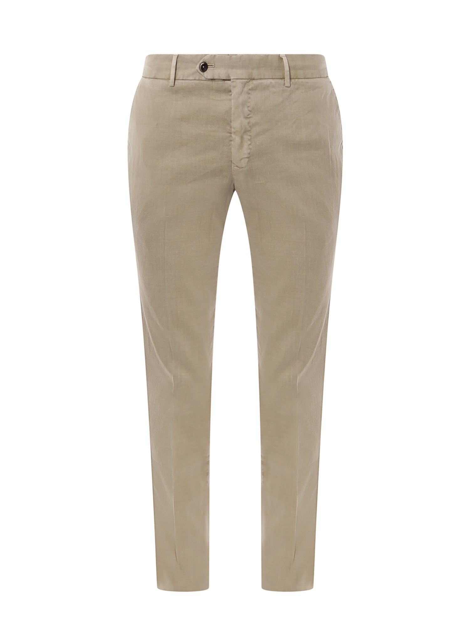 Shop Pt Torino Linen And Cotton Trouser With Drawstring At Waist