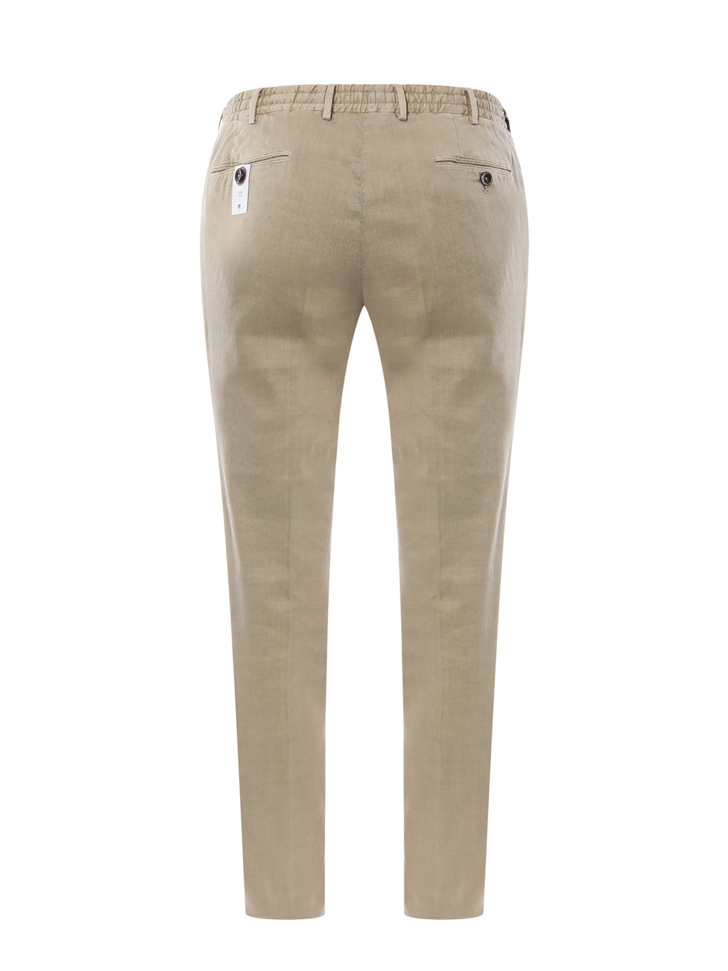 Shop Pt Torino Linen And Cotton Trouser With Drawstring At Waist