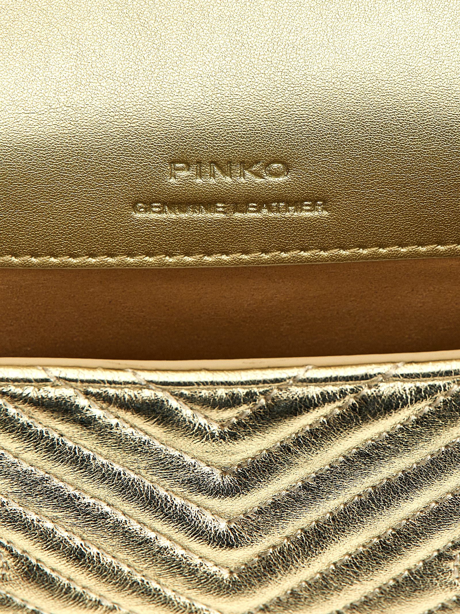Shop Pinko Micro Love Bag Click Metal Chevron Crossbody Bags Gold
