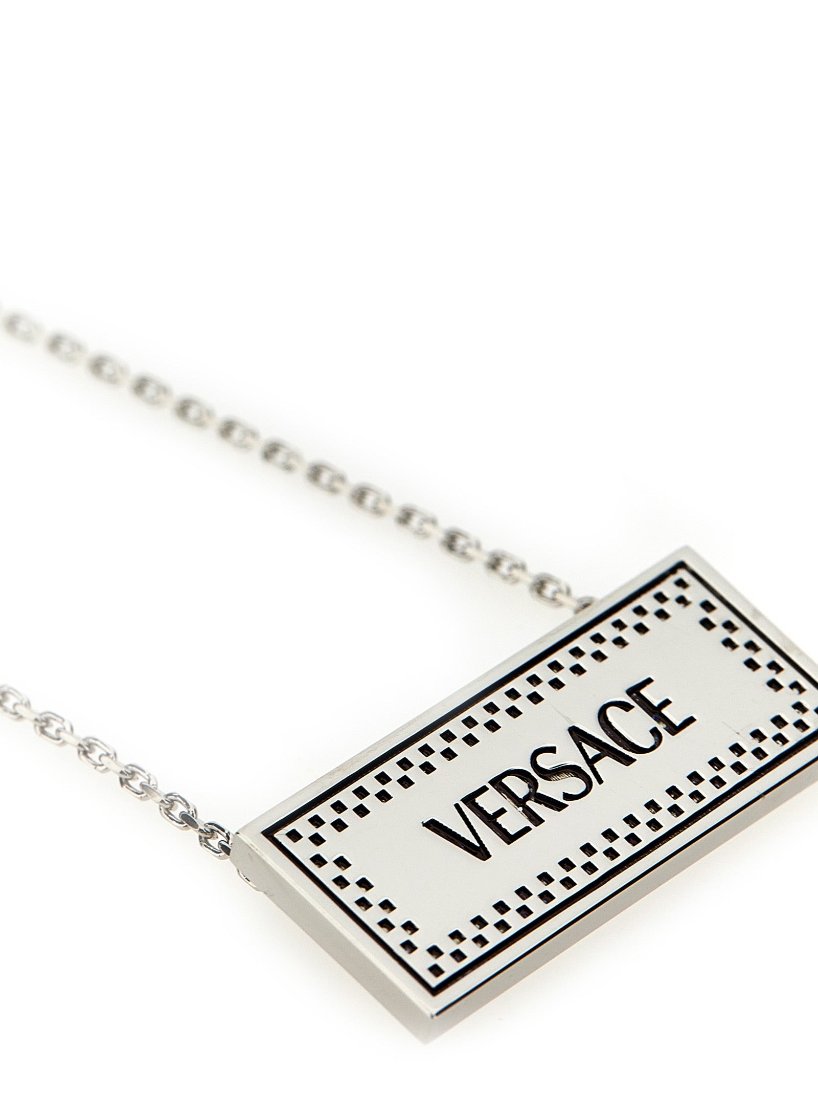 Shop Versace 90s Vintage  Logo Jewelry Silver