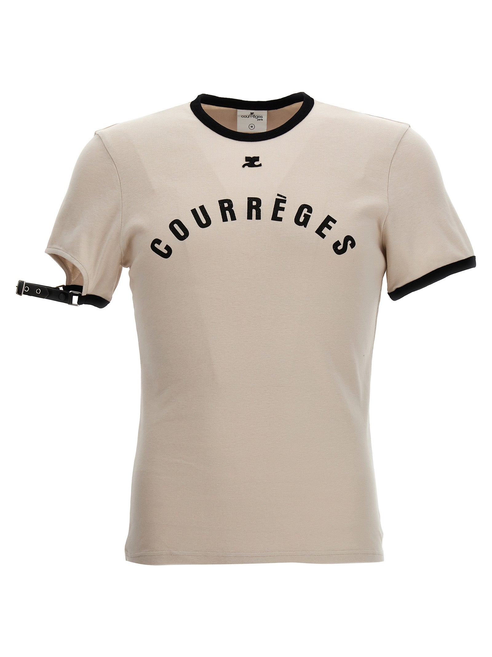 Shop Courrèges Logo Print T-shirt White/black