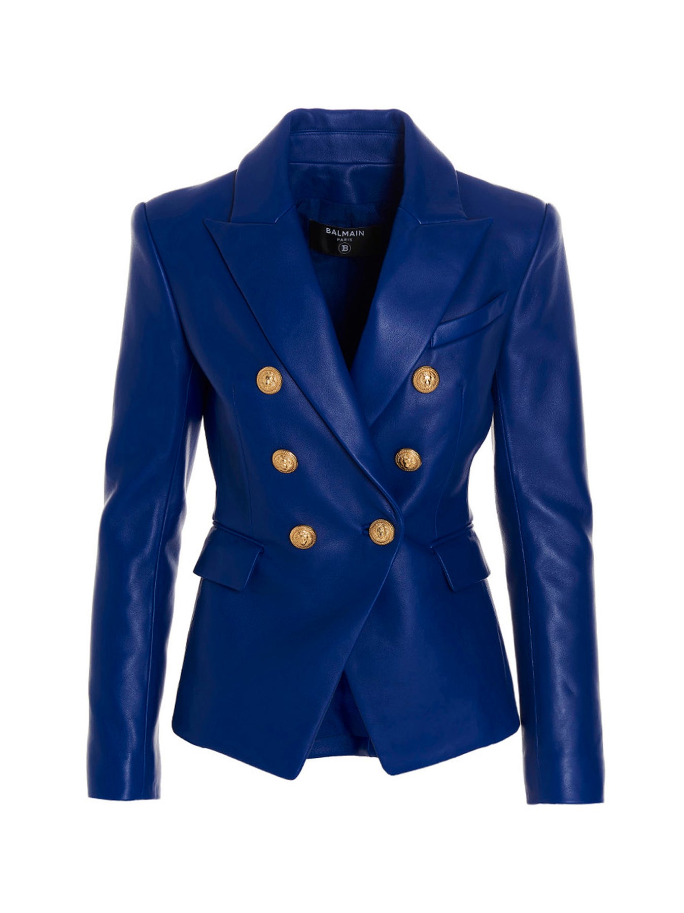 Leather Blazer In Blue | ModeSens