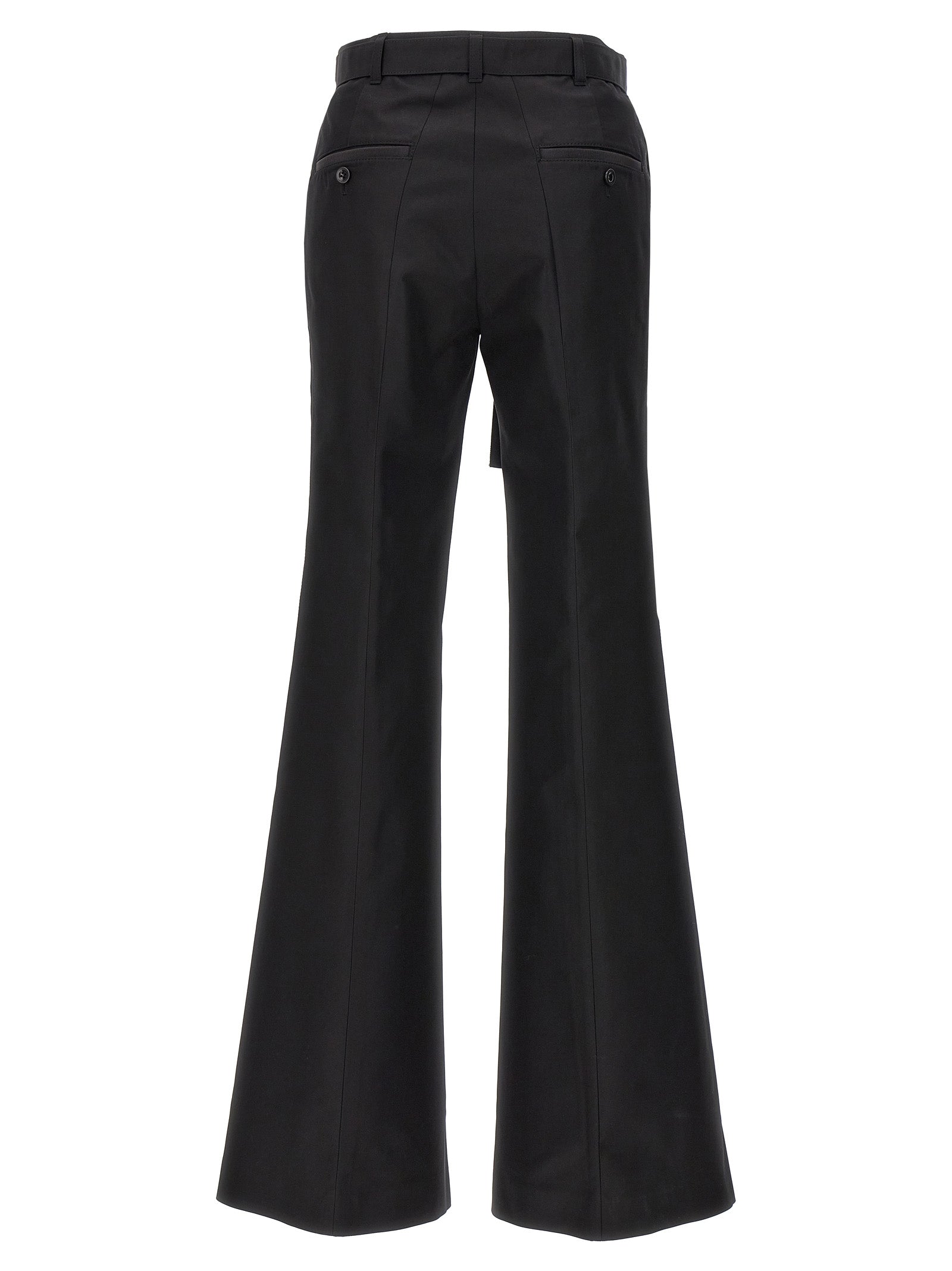 Shop Sacai Gabardine Flared Trousers Pants Black