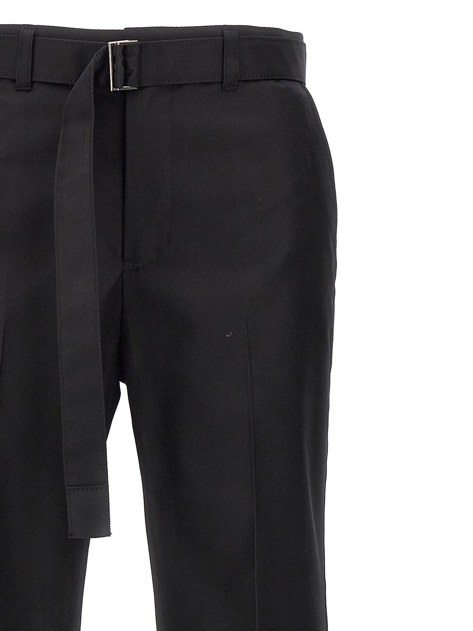 Shop Sacai Gabardine Flared Trousers Pants Black