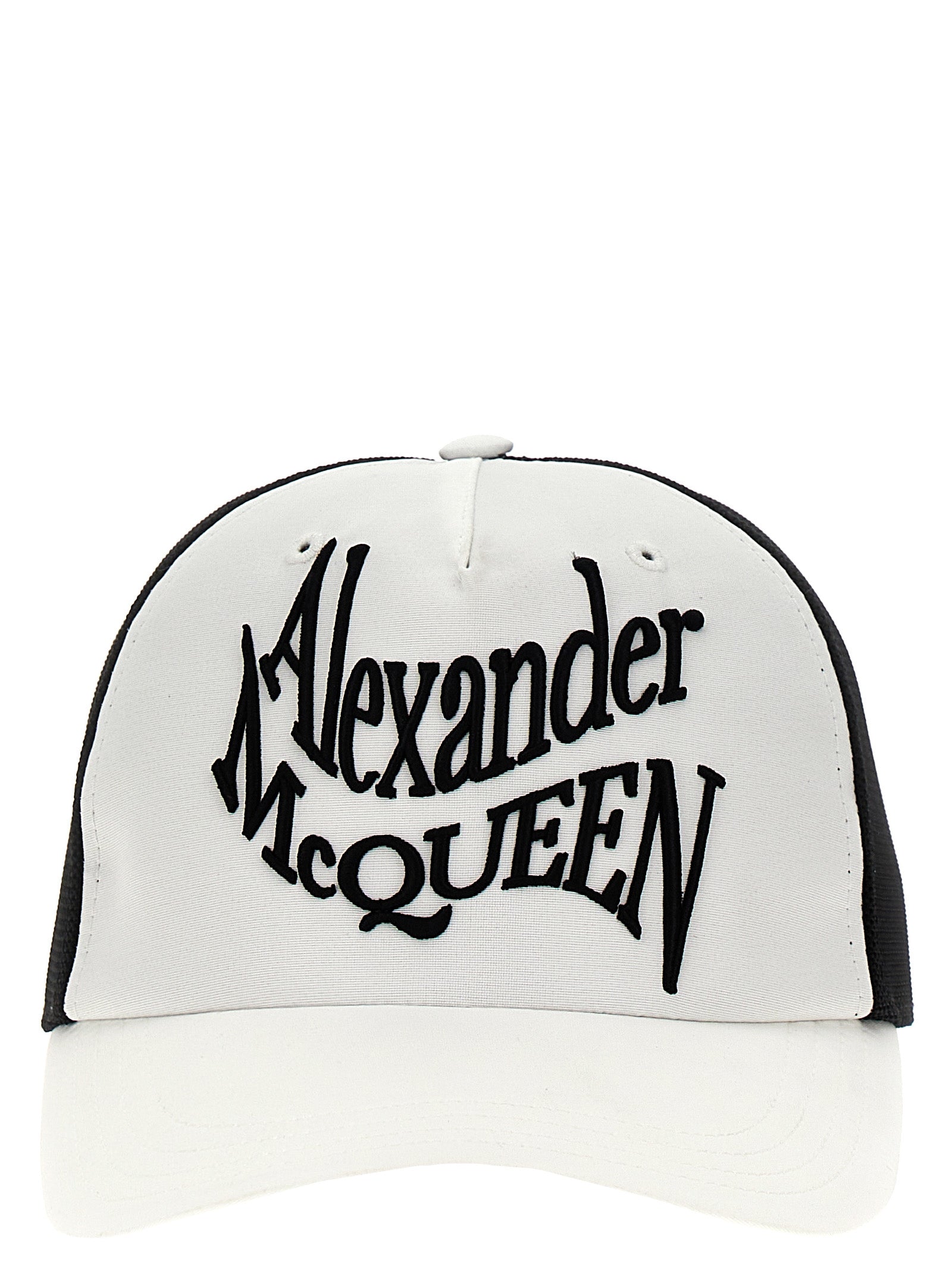 Shop Alexander Mcqueen Warped Logo Hats White/black