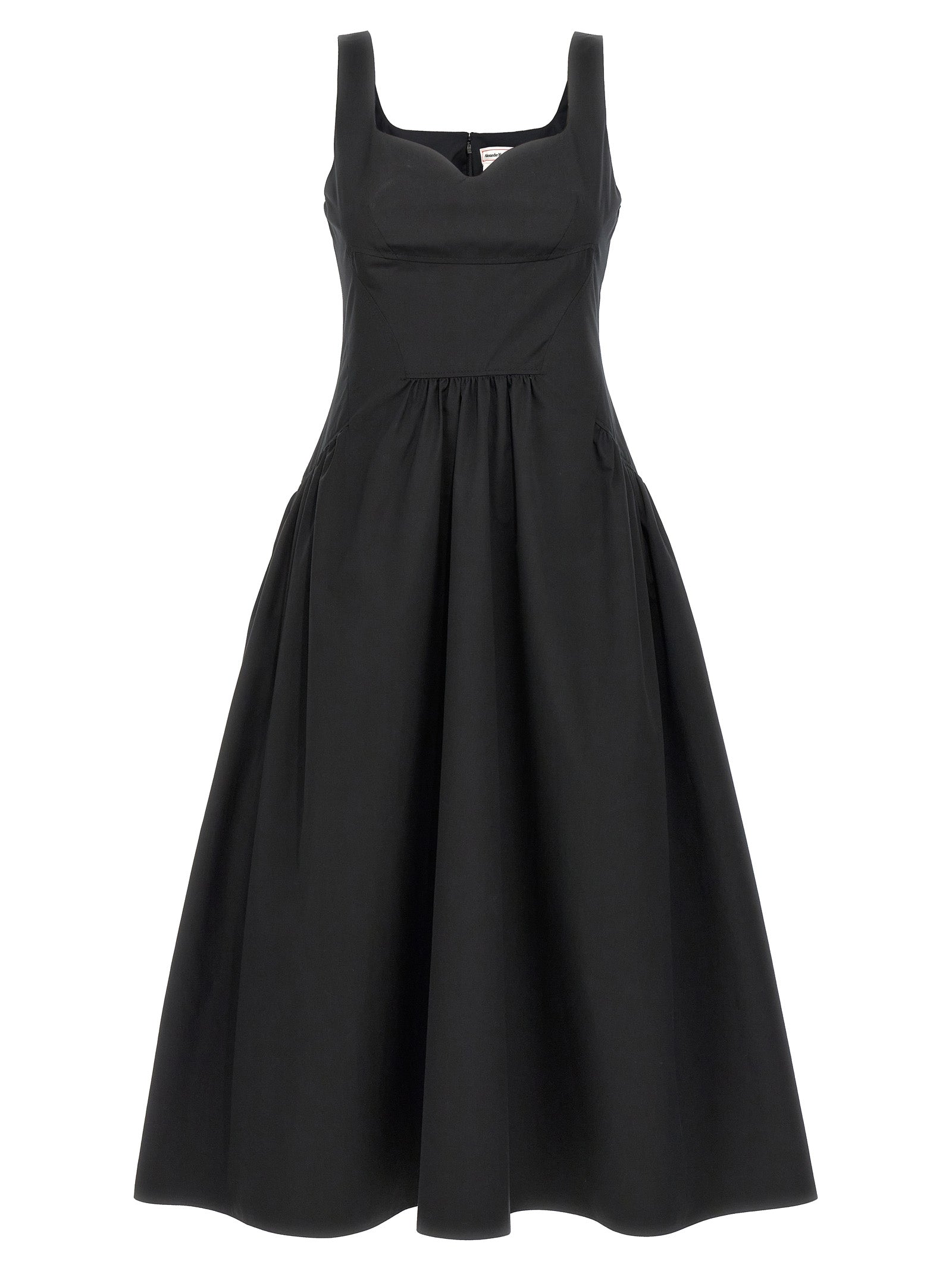 Shop Alexander Mcqueen Heart Neckline Midi Dress Dresses Black