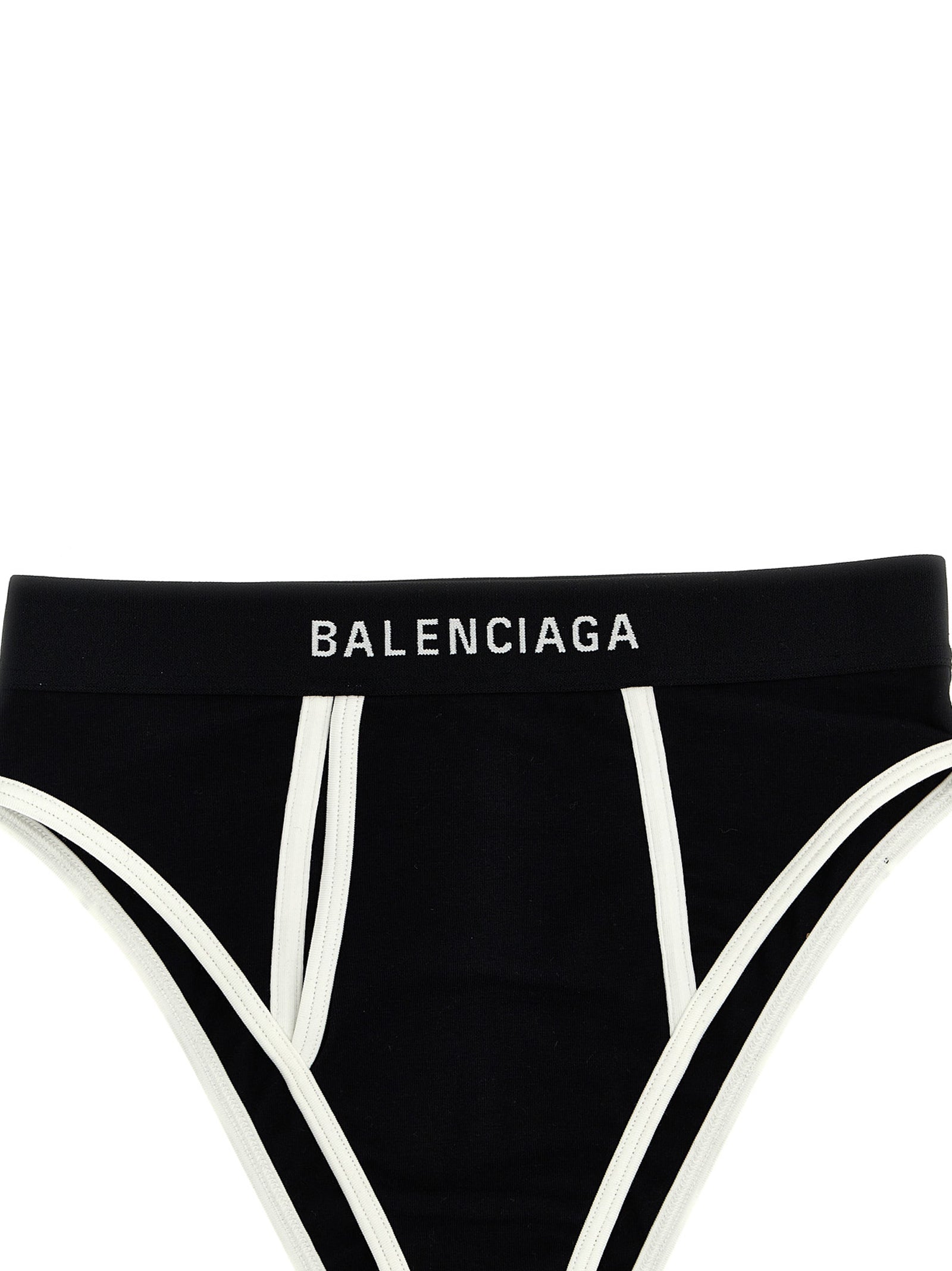Shop Balenciaga Logo Elastic Briefs Underwear, Body White/black