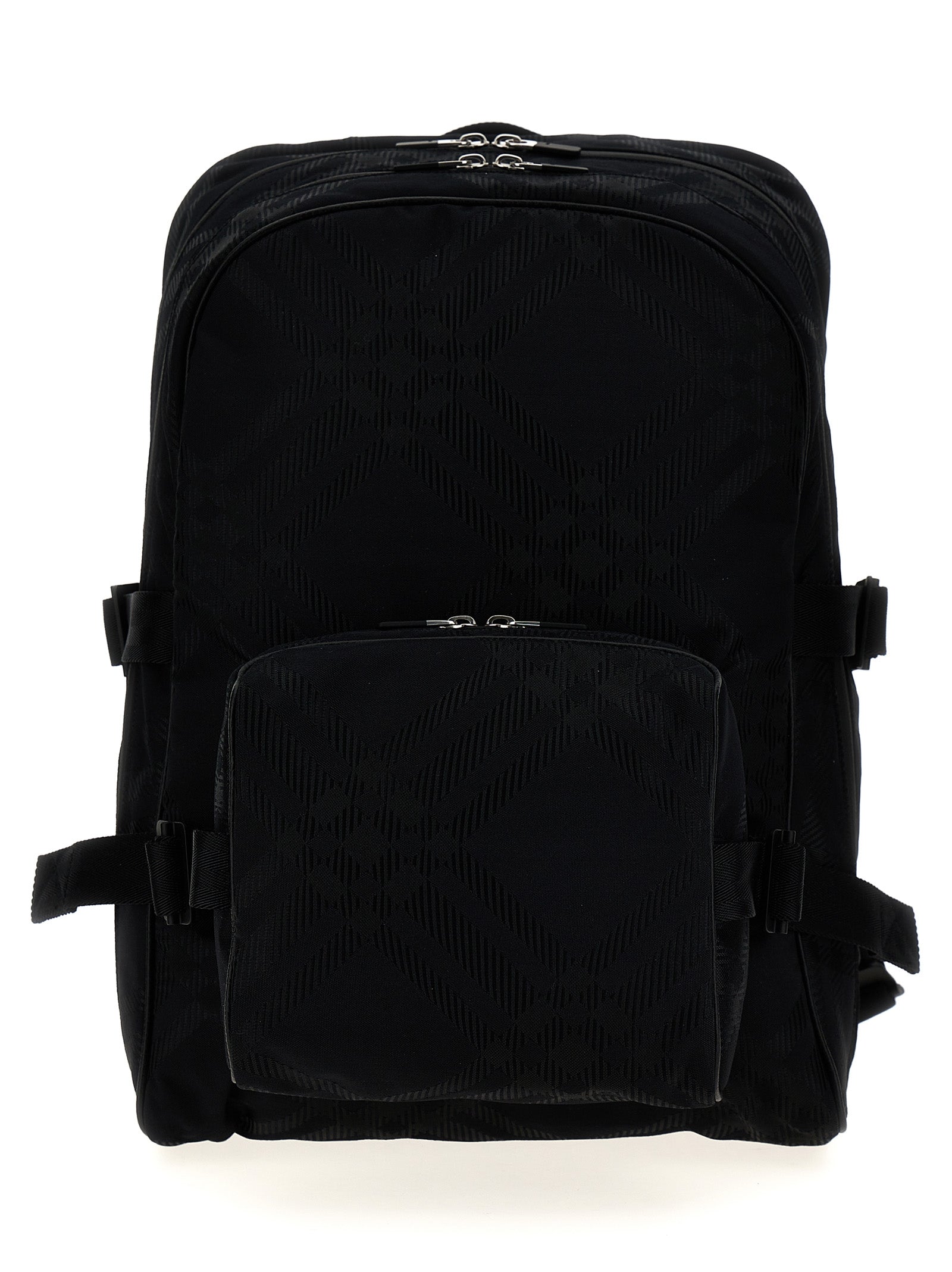 Shop Burberry Check Jacquard Backpack Backpacks Black