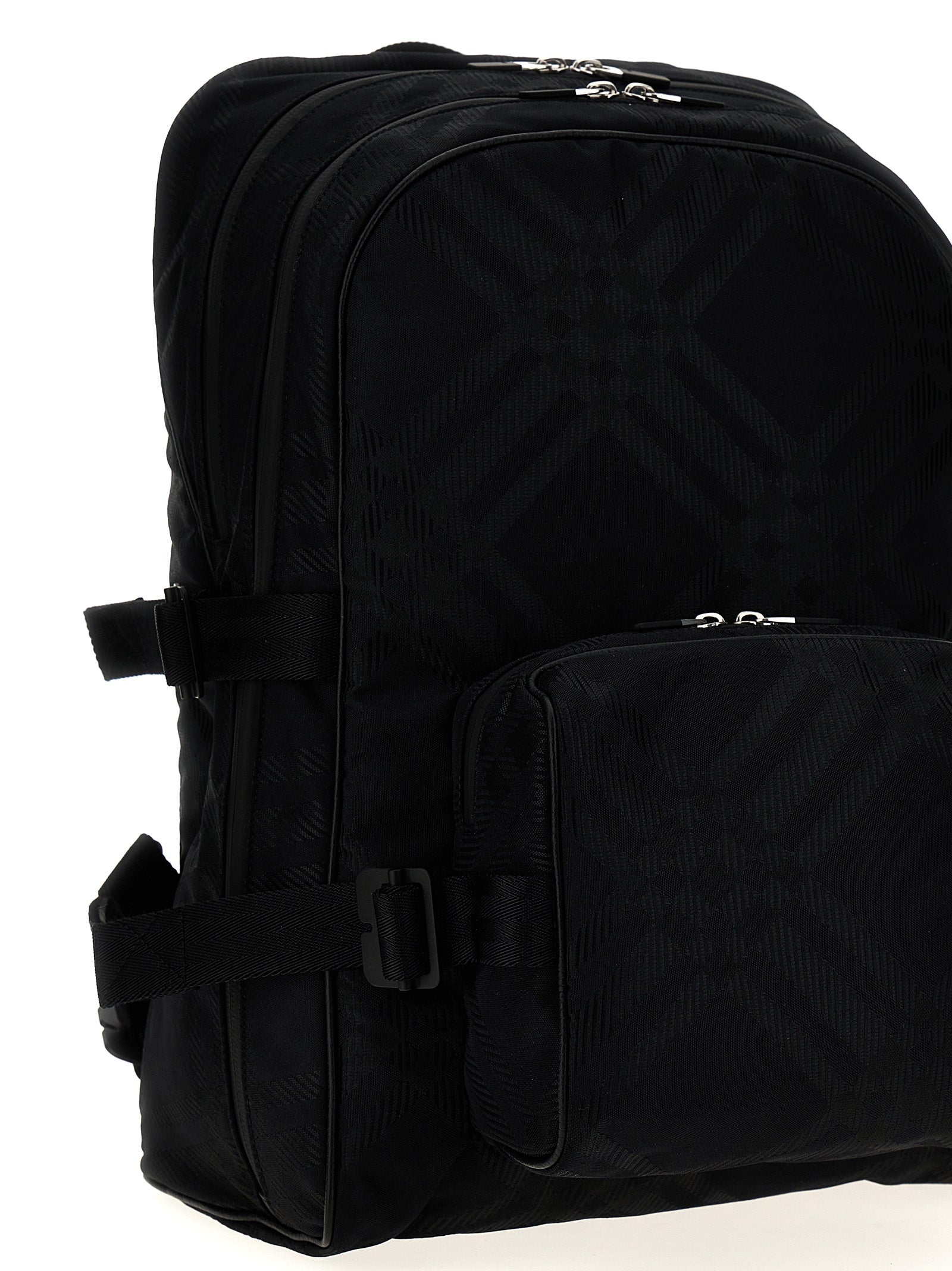 Shop Burberry Check Jacquard Backpack Backpacks Black