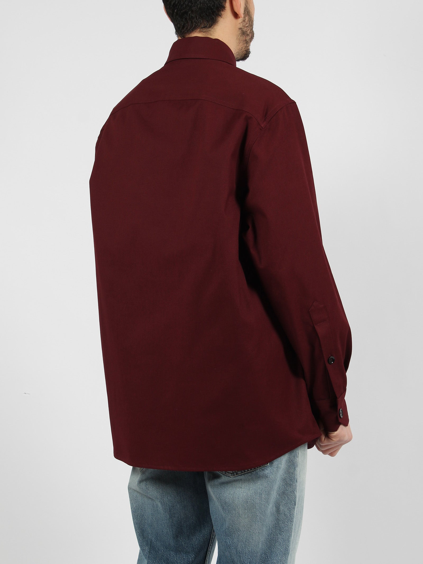 Shop Valentino Rubberised V Detail Stretch Cotton Canvas Shirt Jacket